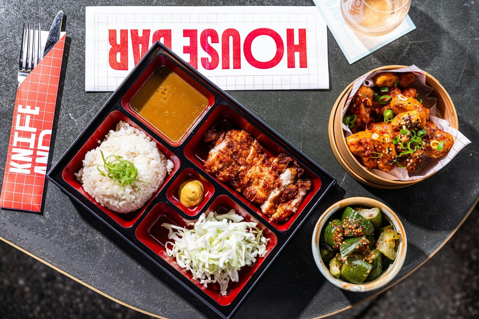 Food spread on table