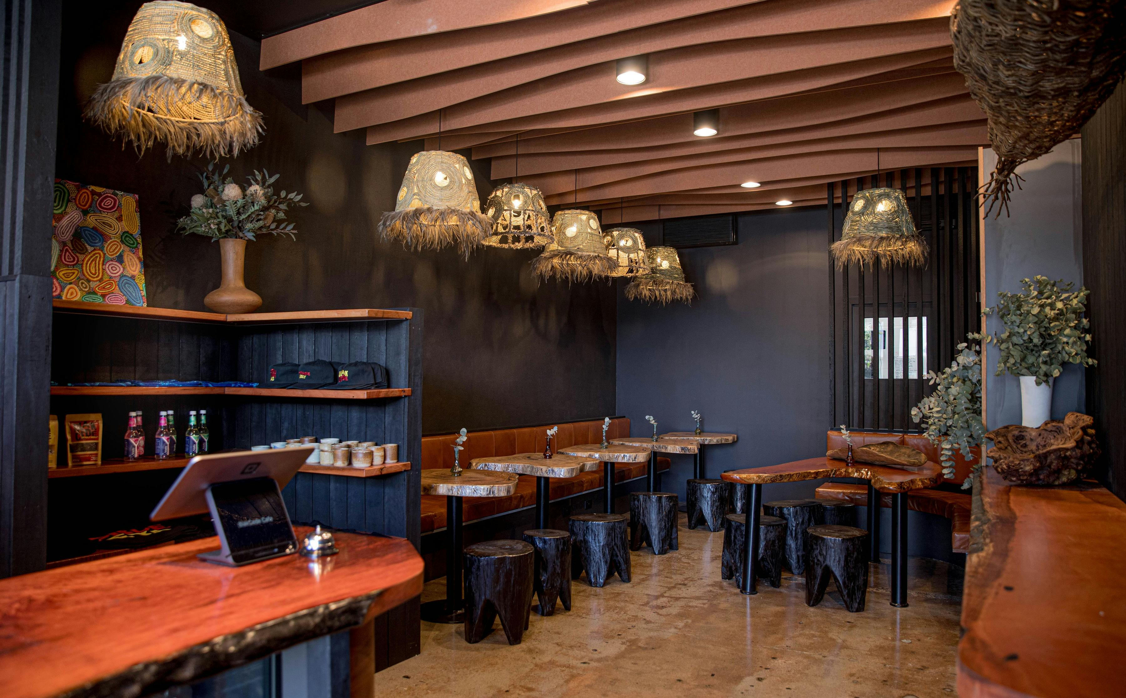 Inside Blak Cede Gunyah cafe & shop Nowra