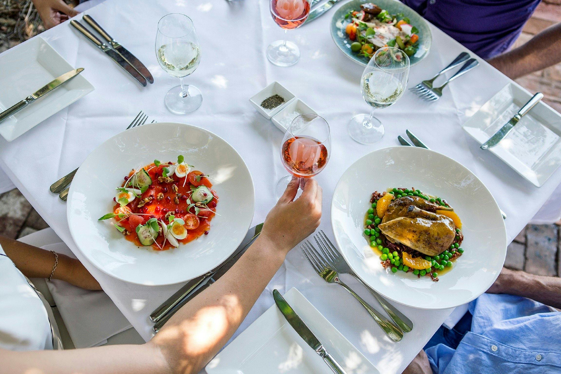 Food and wine from Bistro Molines, Hunter Valley