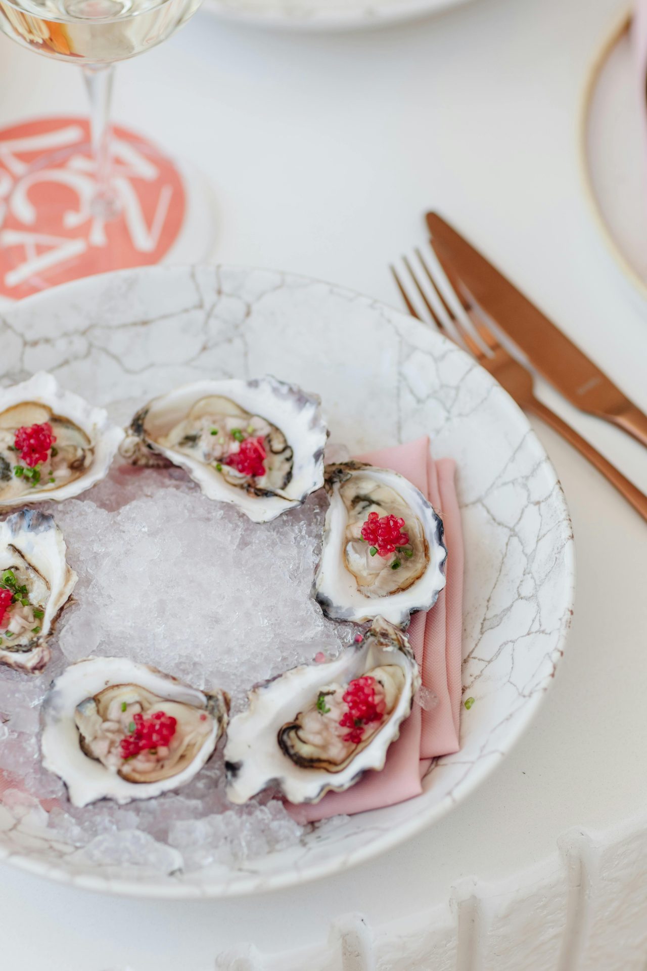 Freshly shucked oysters