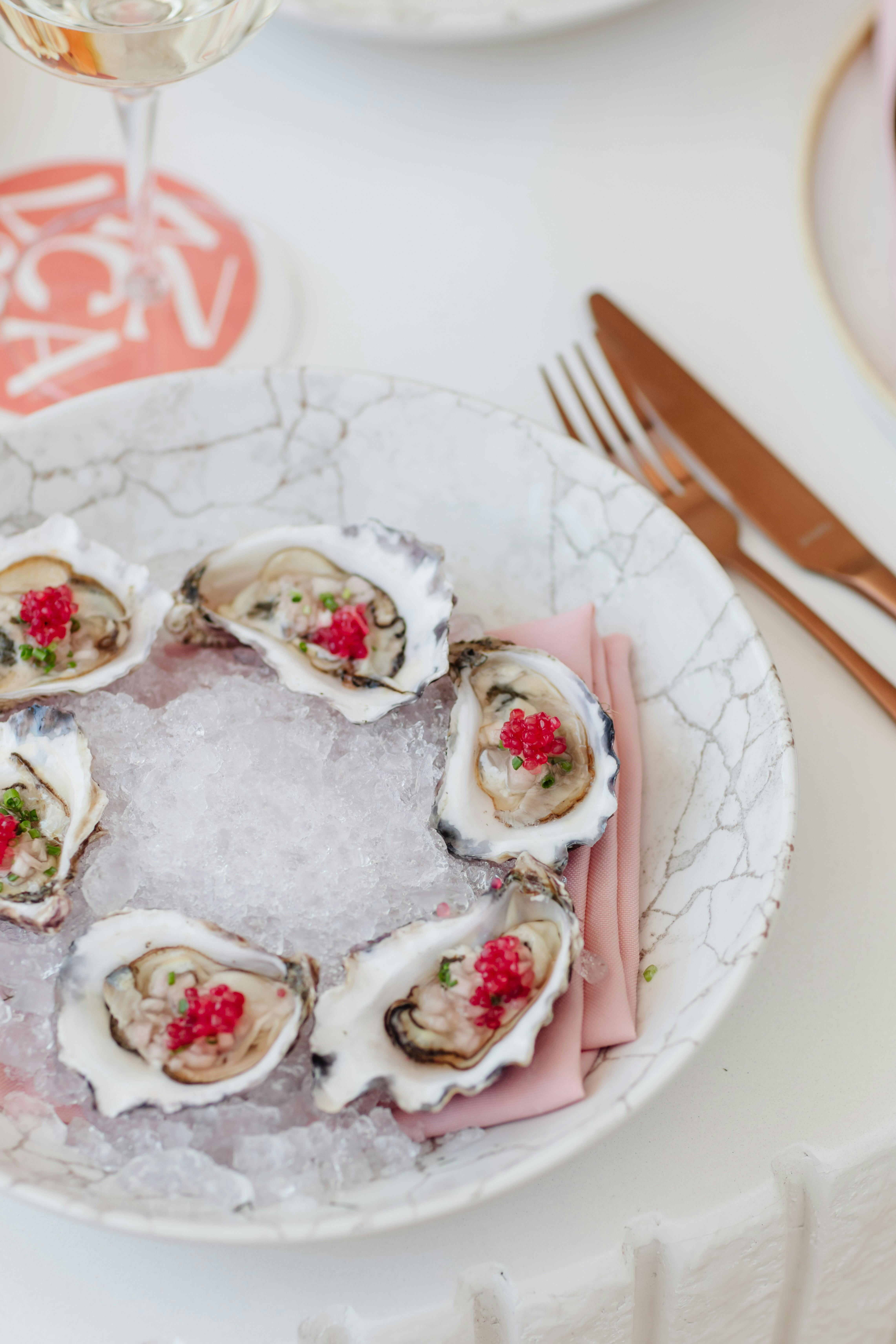 Freshly shucked oysters