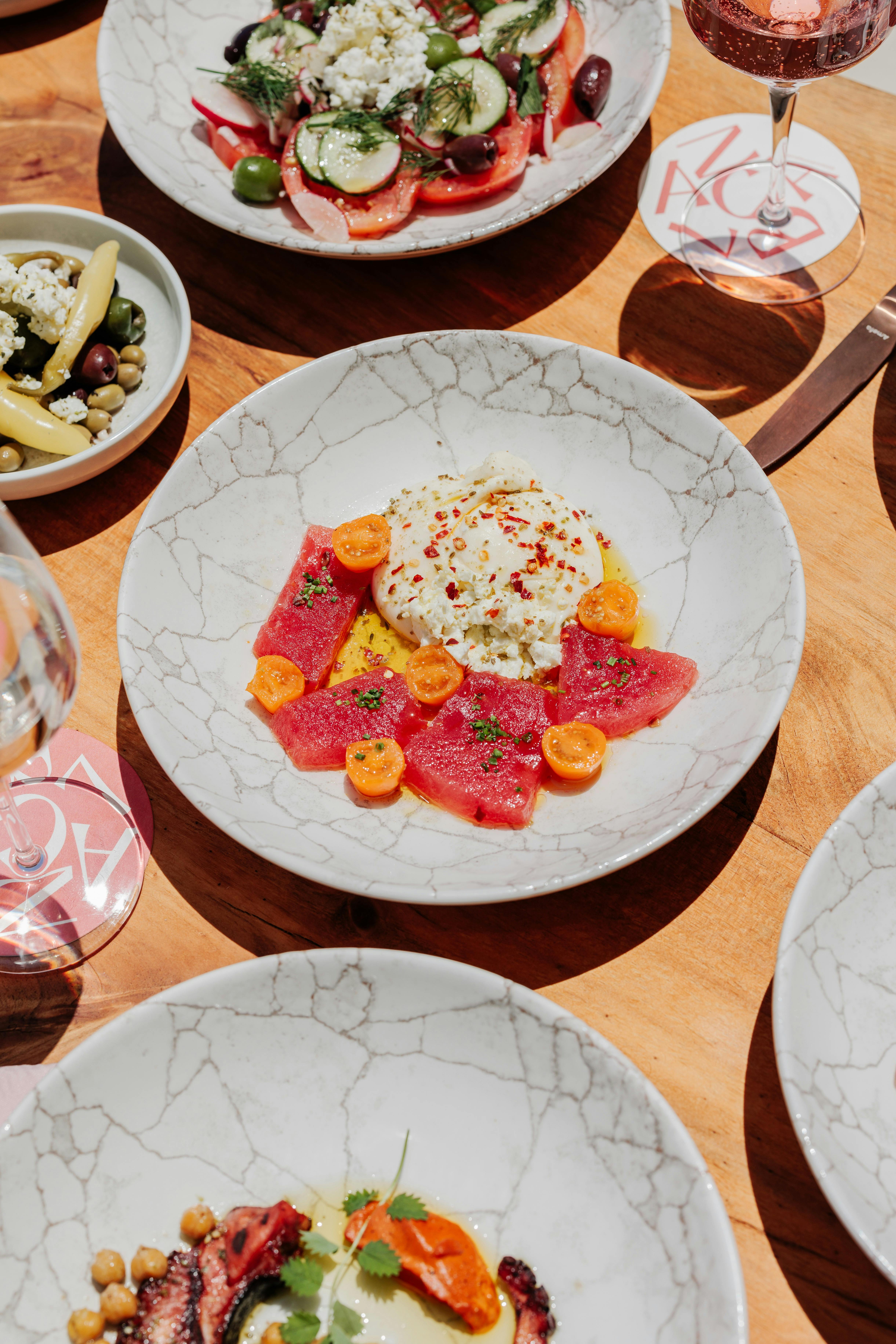 Mediterranean spread including Watermelon & Burrata
