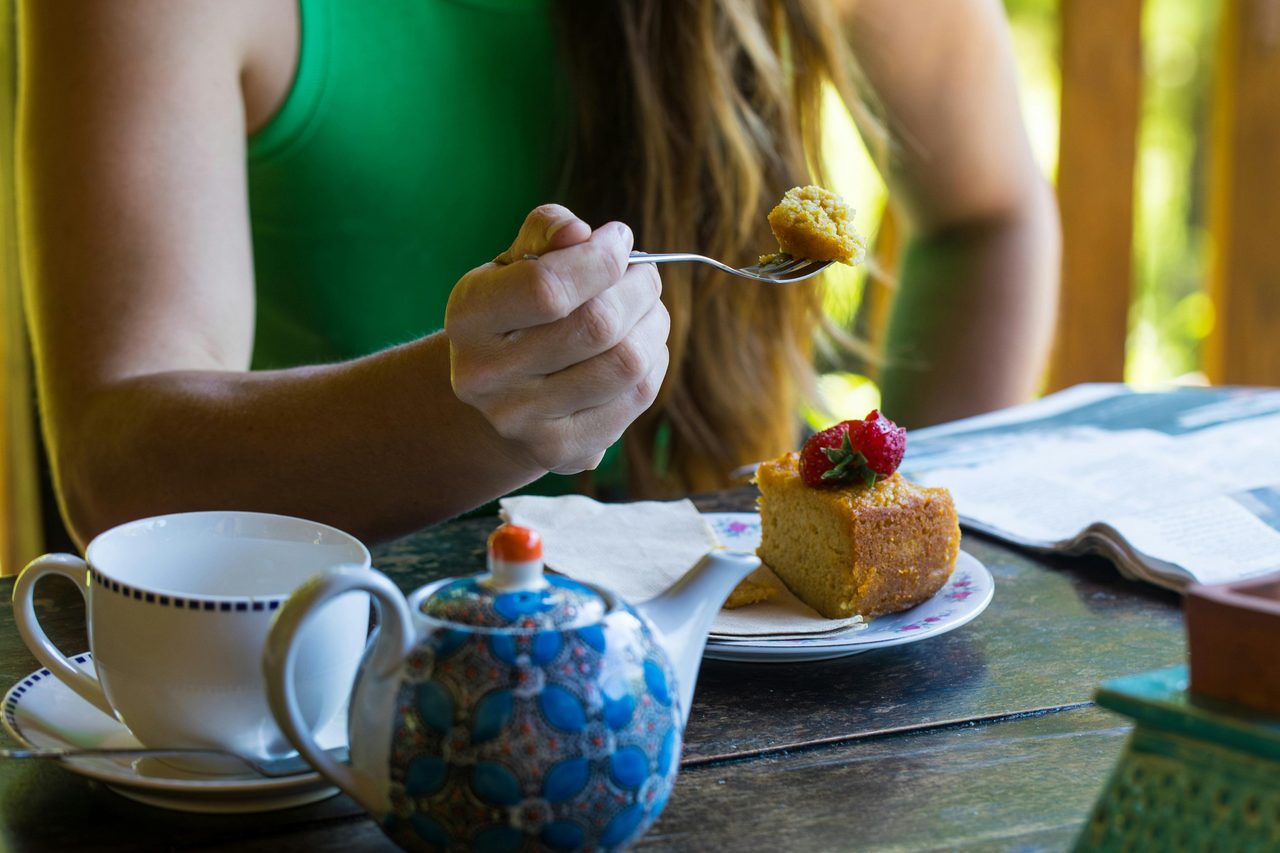 Tea and cake enjoying the stunning views from the verandah