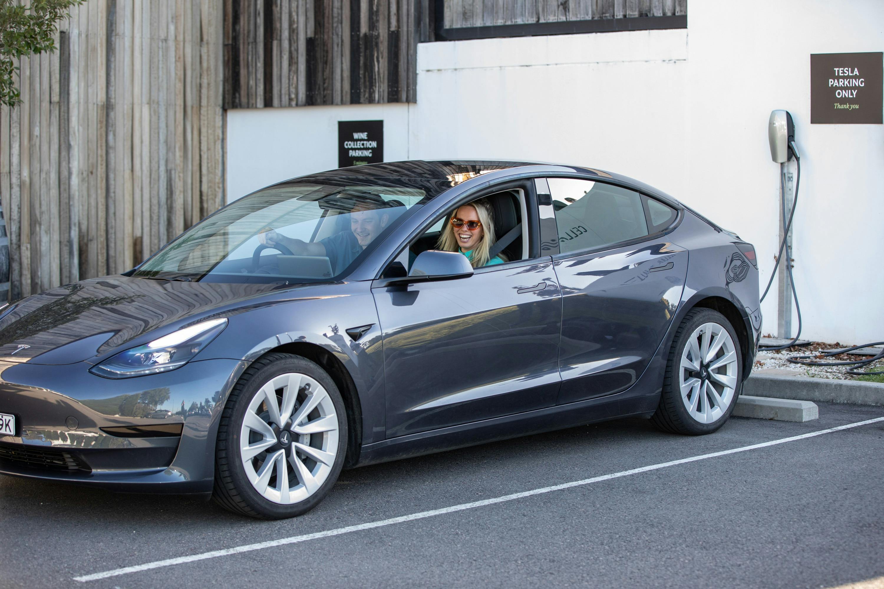 Tesla charging station at Brokenwood Wines