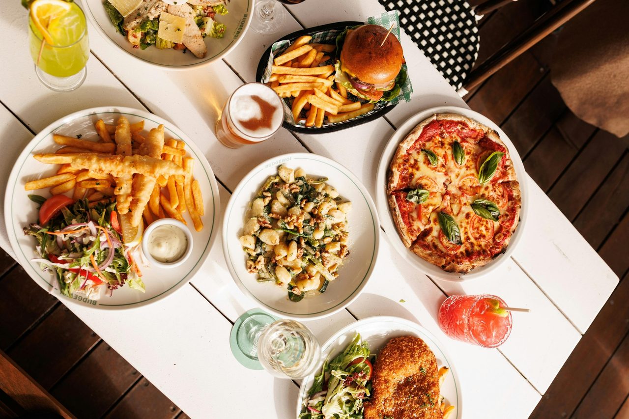 Table of different dishes at Budgewoi Hotel