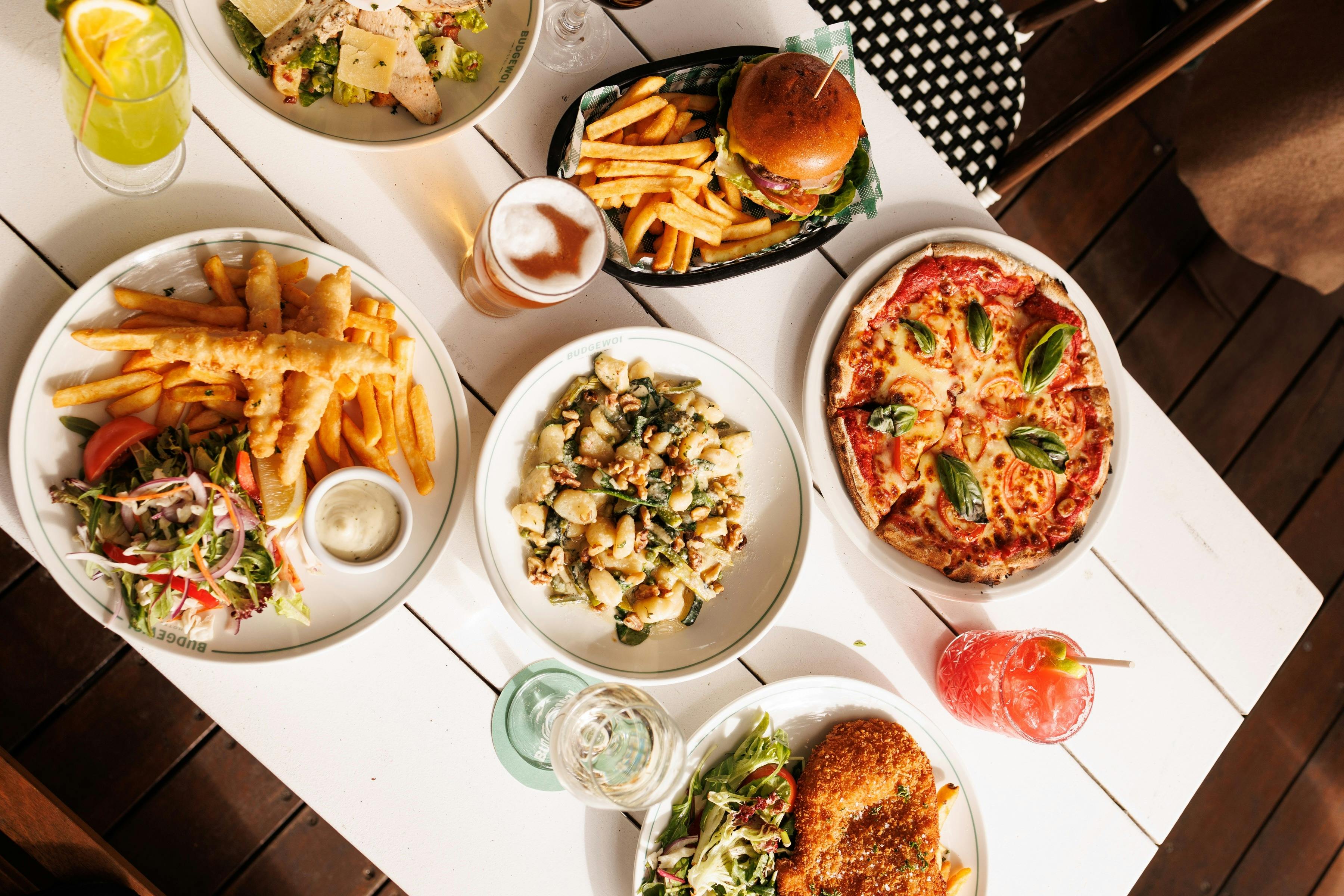 Table of different dishes at Budgewoi Hotel