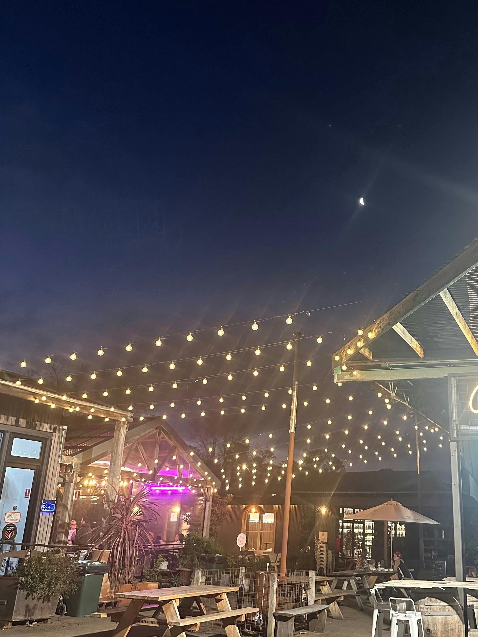 Fairy lights and warm fires in the Mill Courtyard