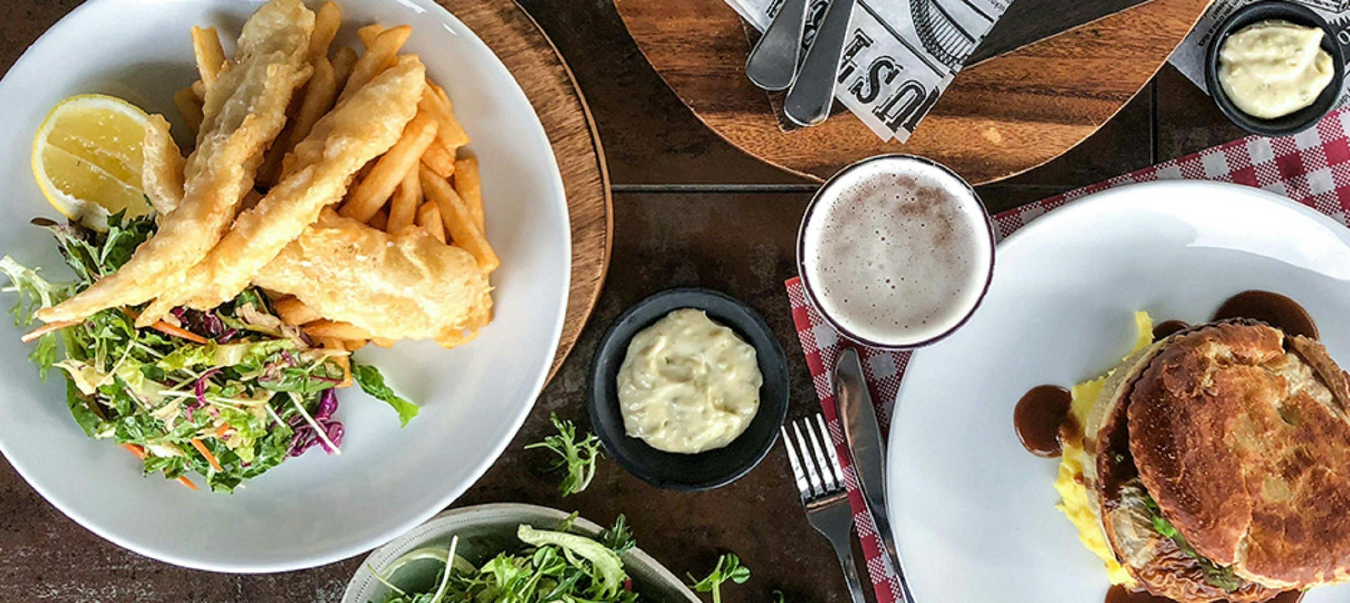 Meals on a table at Camden Hotel