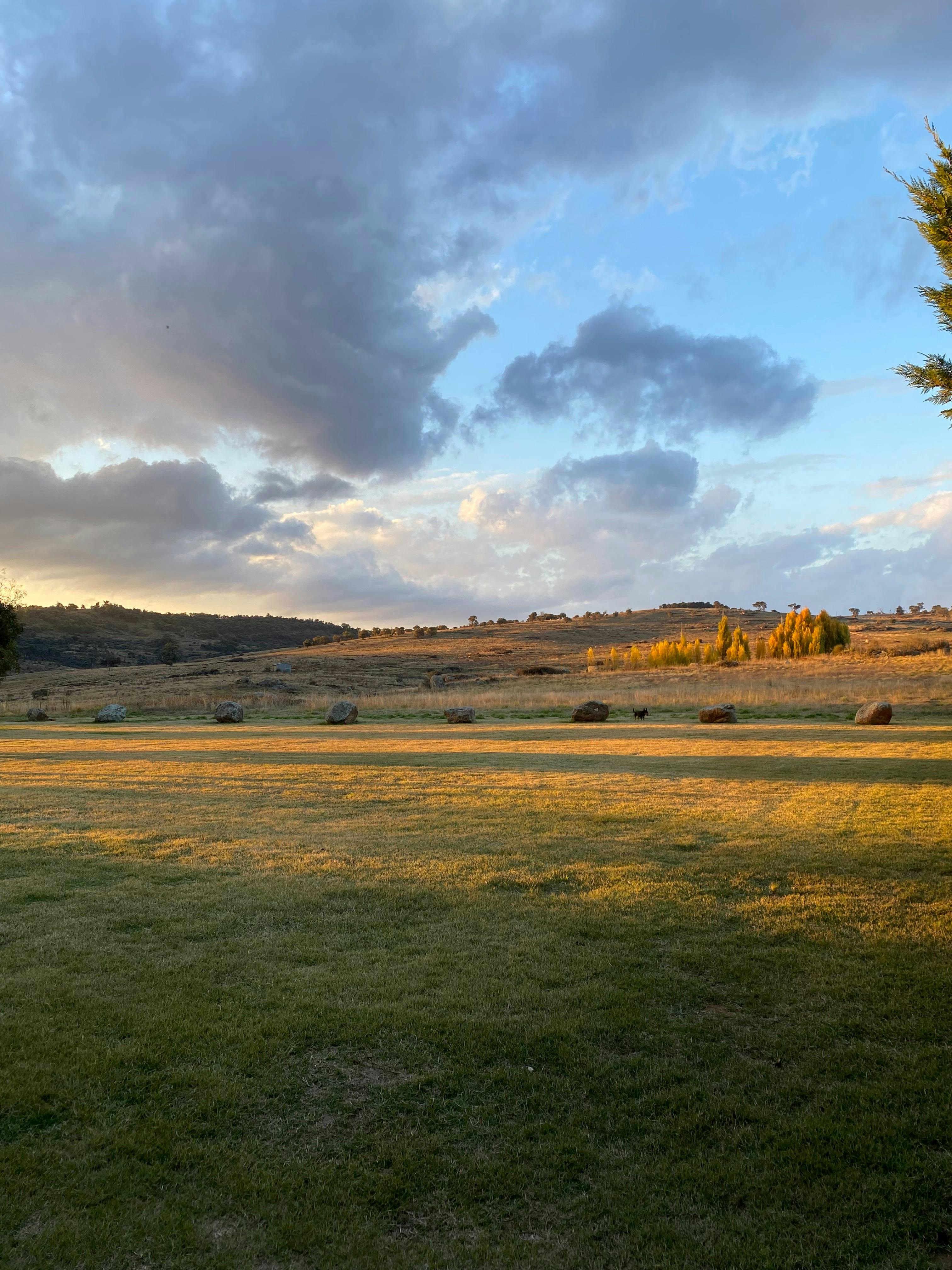 Sunset view of the property, looking out from the back of the Brewery