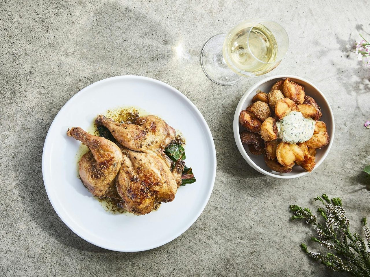 Roasted Hawkesbury Sommerland chicken, fennel seed dressing, wiltered greens. With a side of Double.