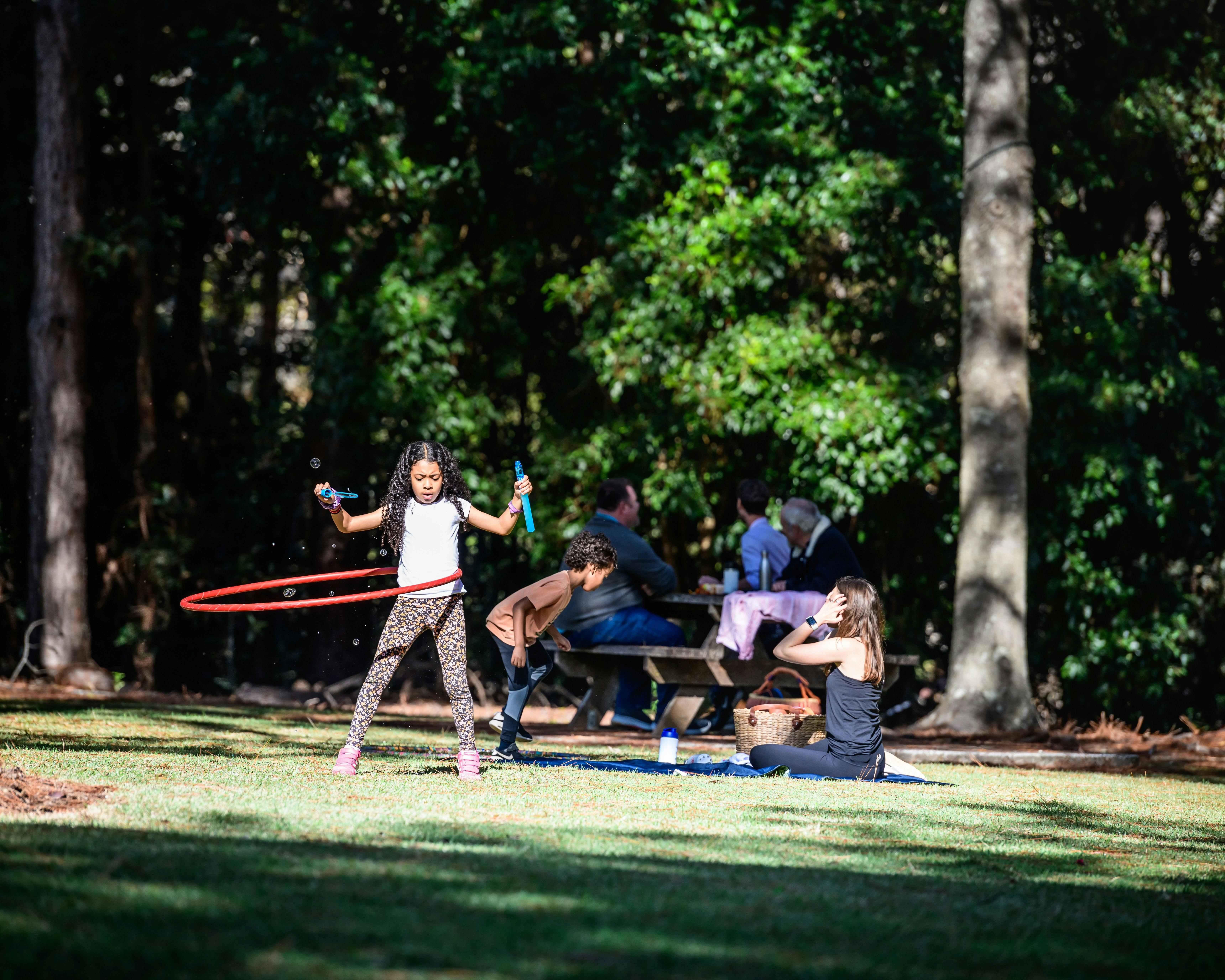 Family playing in the park