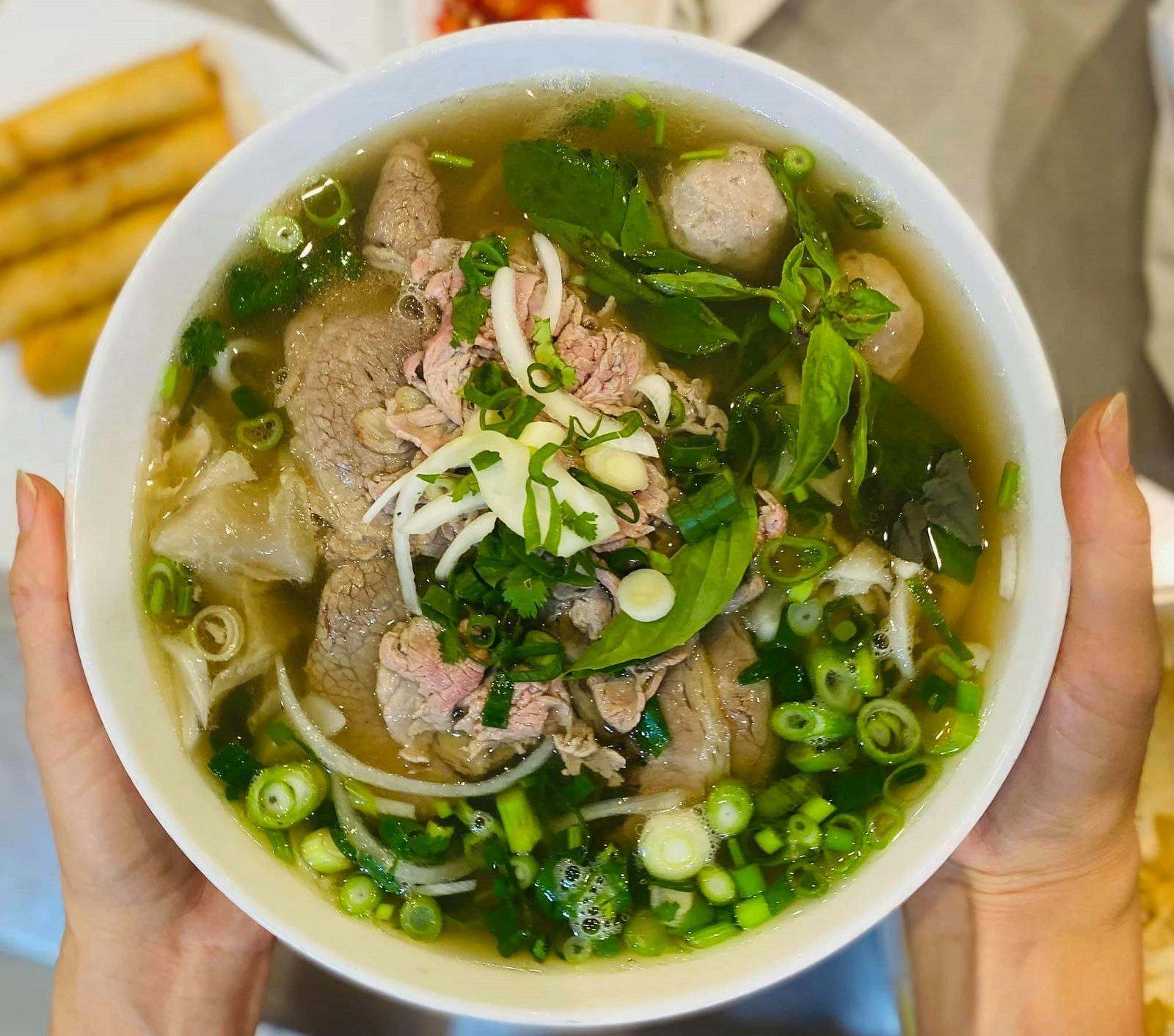 Bowl of warm beef pho