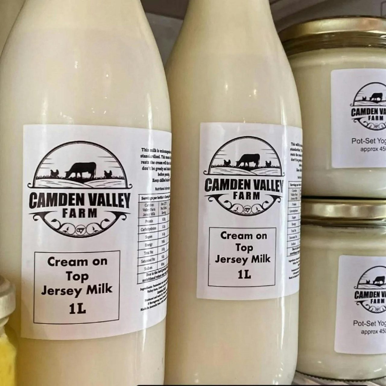 Bottles of labled milk