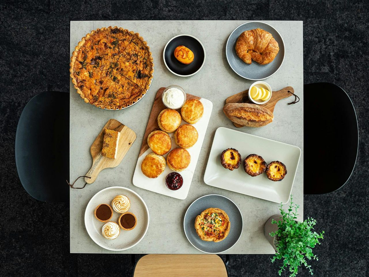 A full spread of food from Encore Cafe