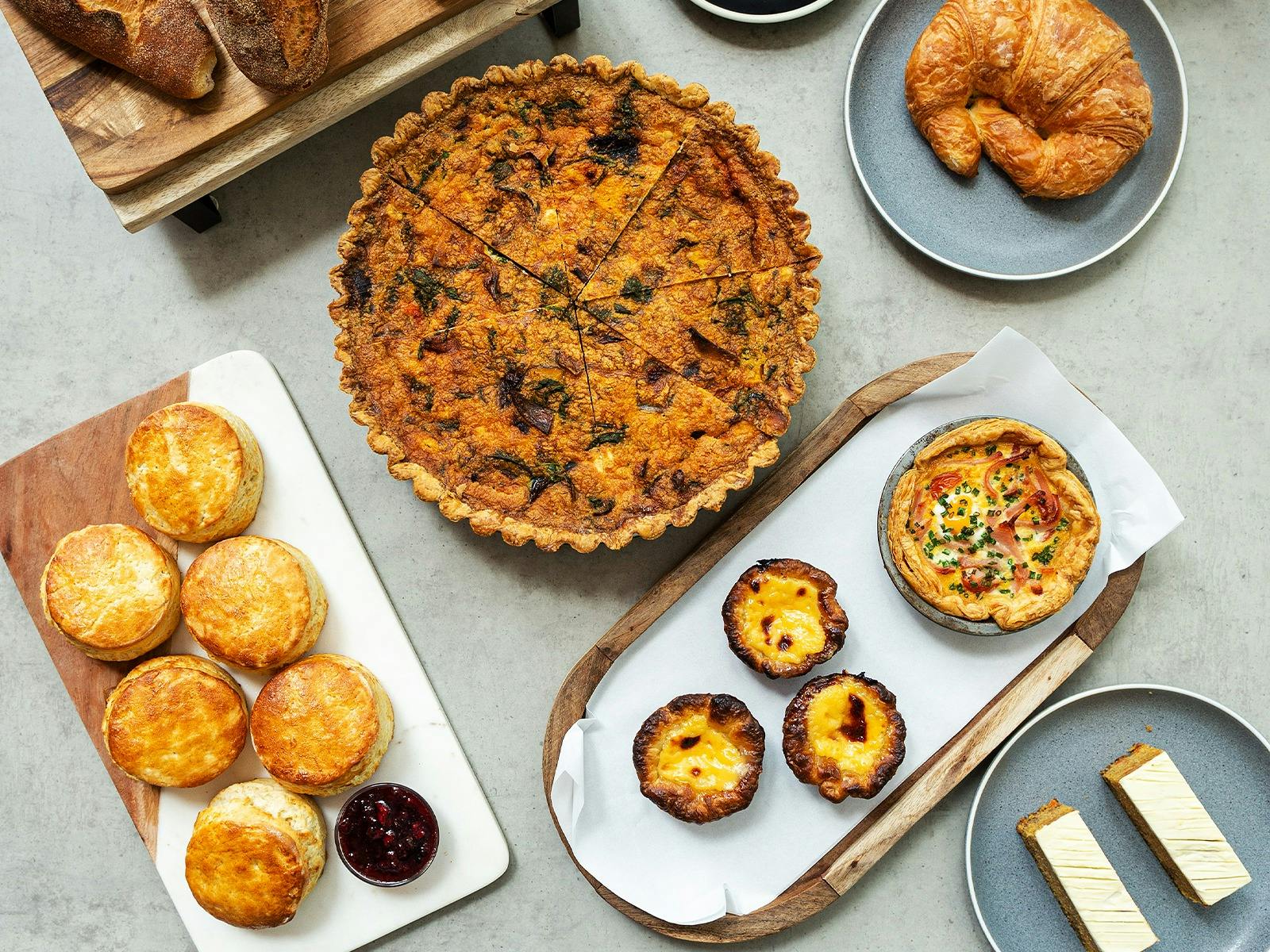 A full spread of food from Encore Cafe