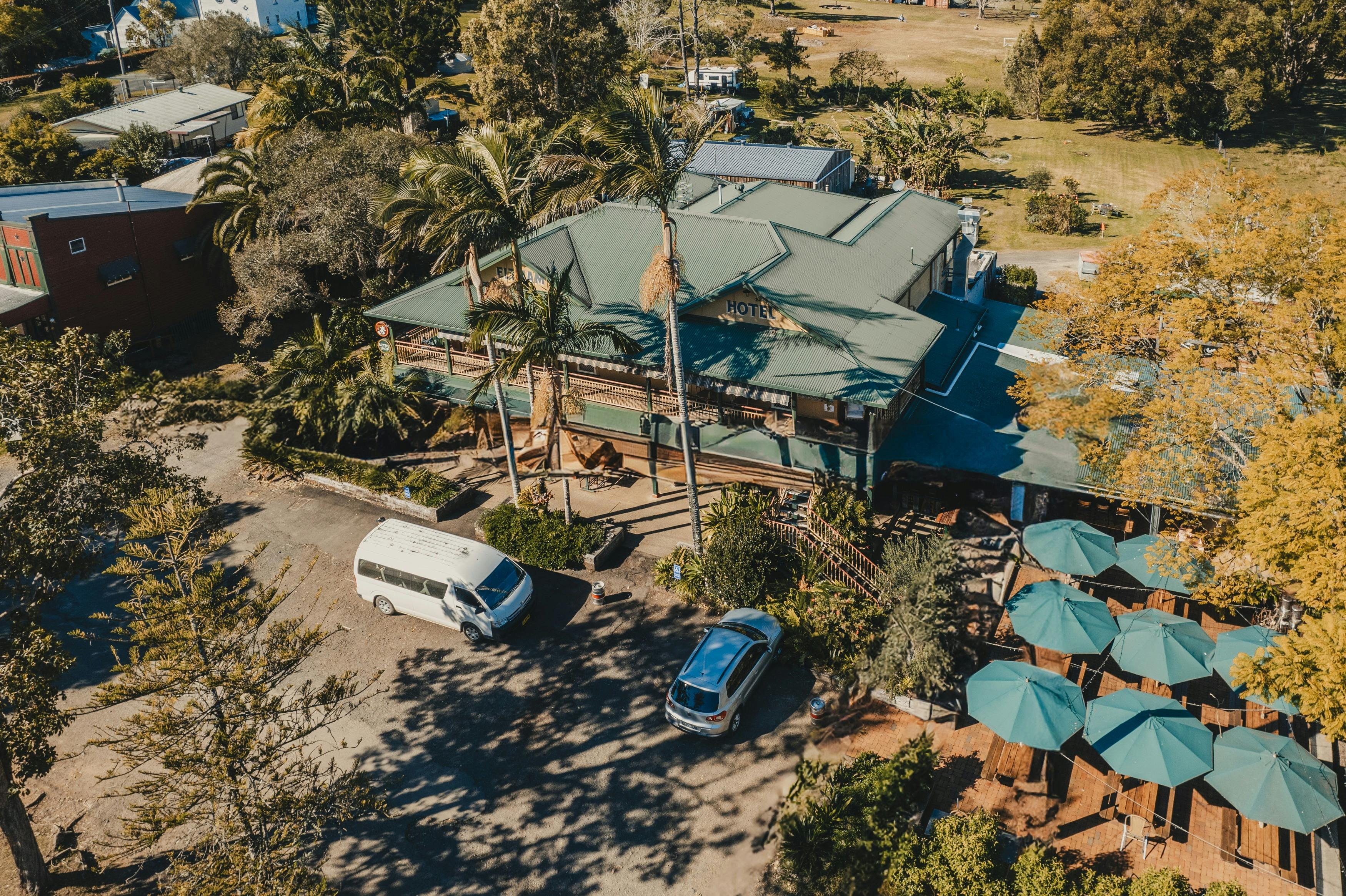 Aerial view of the Eltham Hotel