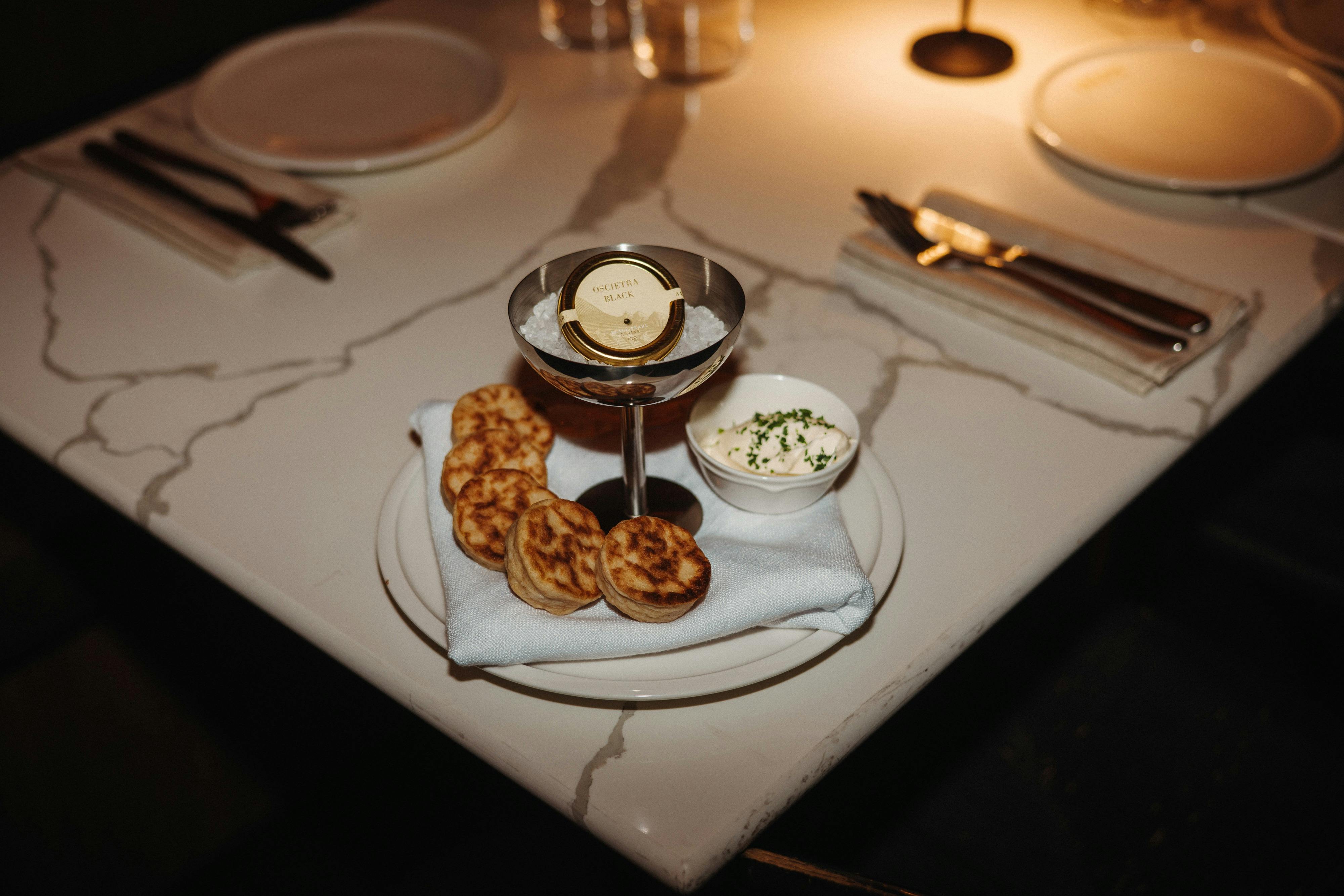 Caviar and Crumpets served at Fred's After Hours