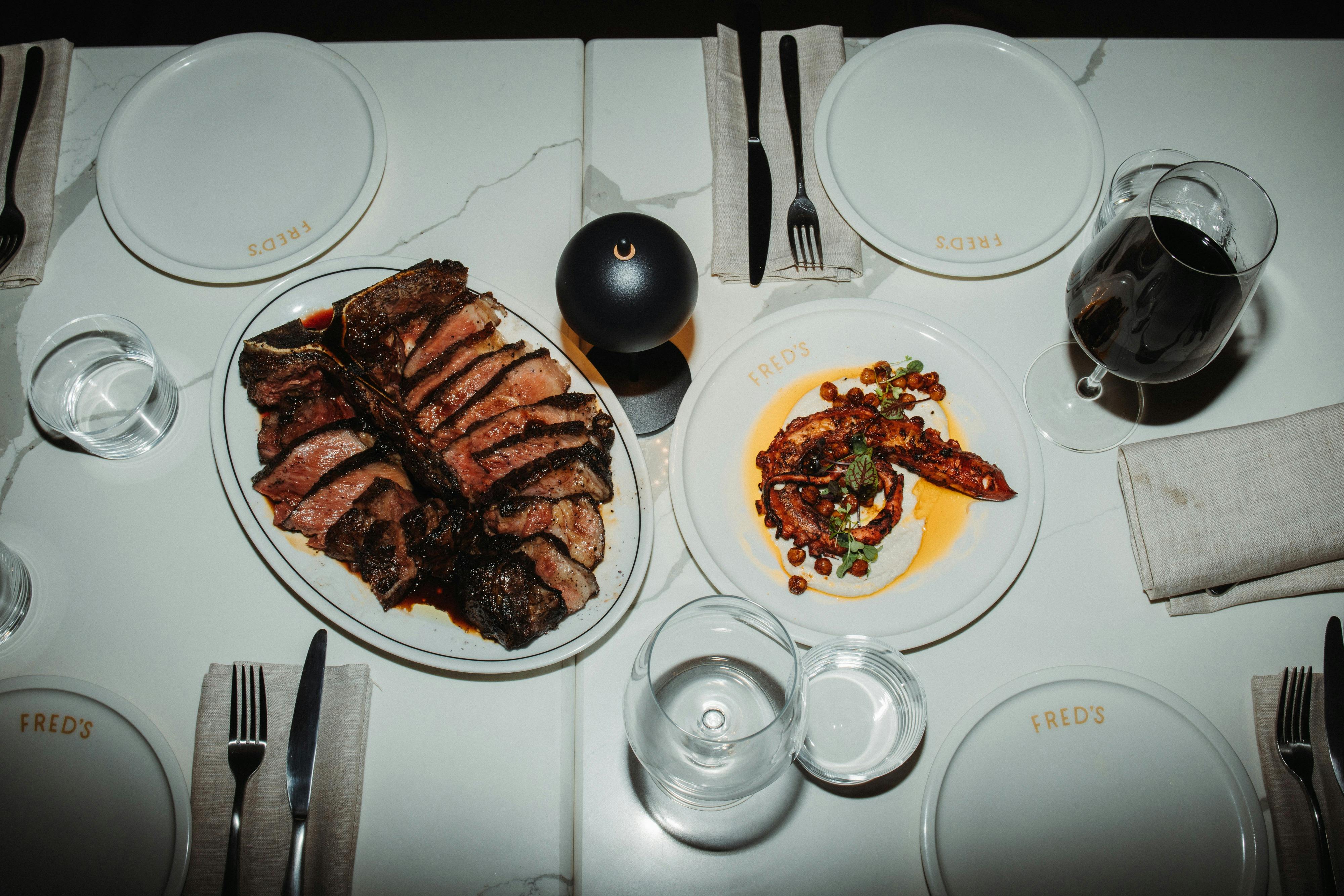 Fred's Butchers Cut Bistecca and Fremantle Octopus Cooked On The Hibachi