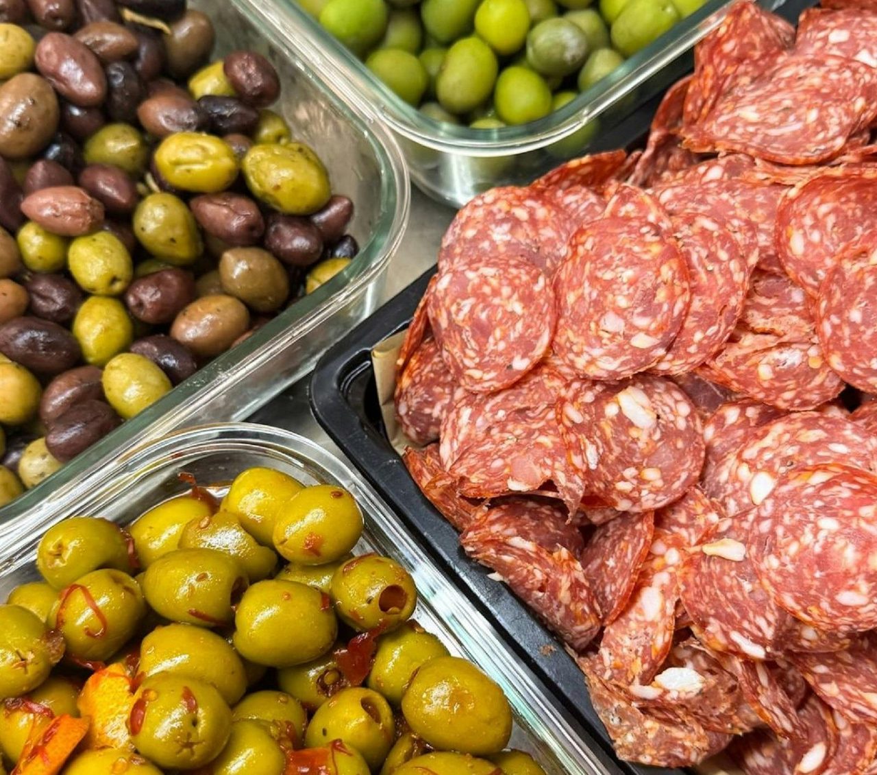 Salami and olives