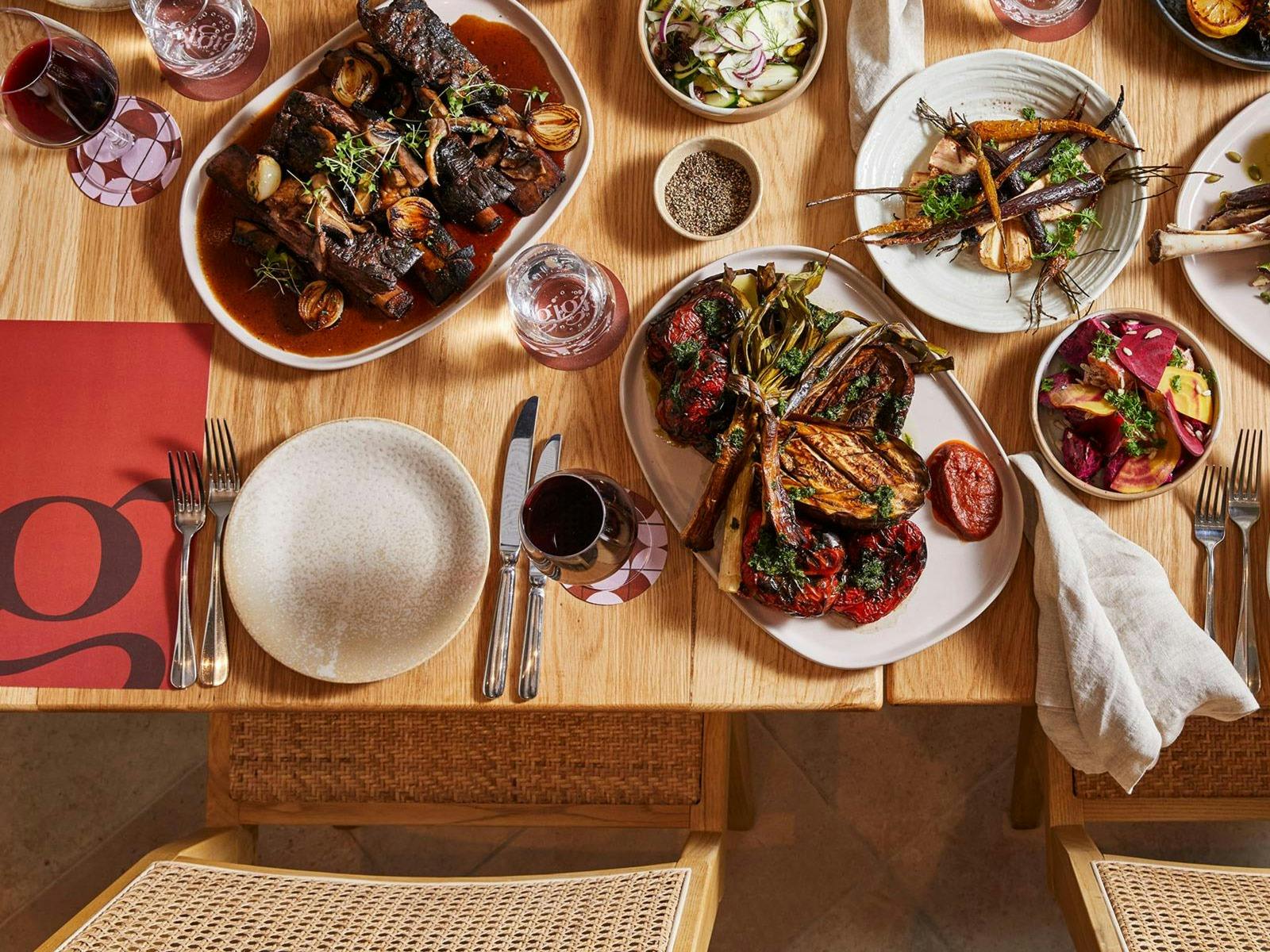 A typical Gigi's dinner—a delicious family-style spread