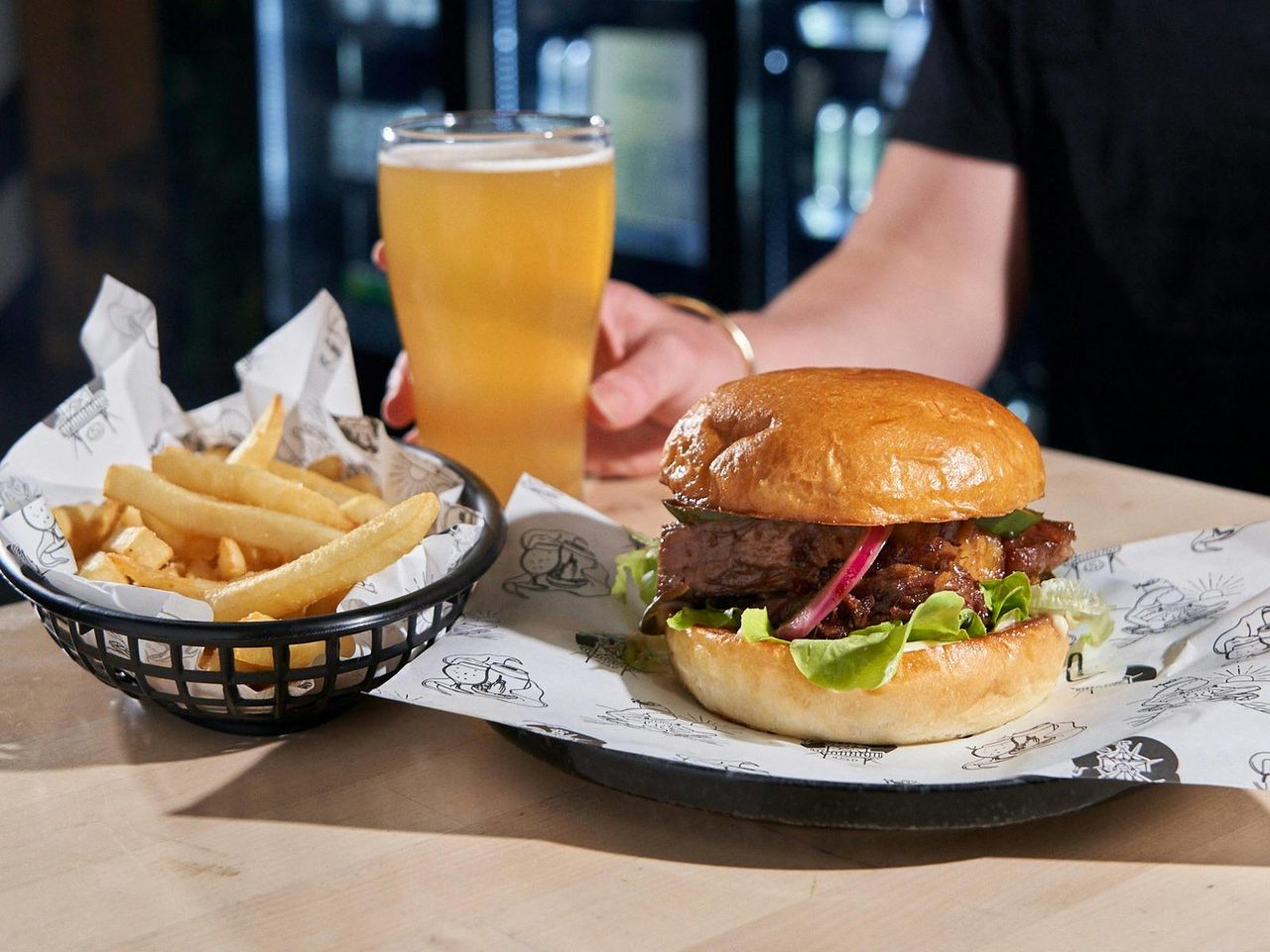 Enjoy a gourmet burger from our food truck