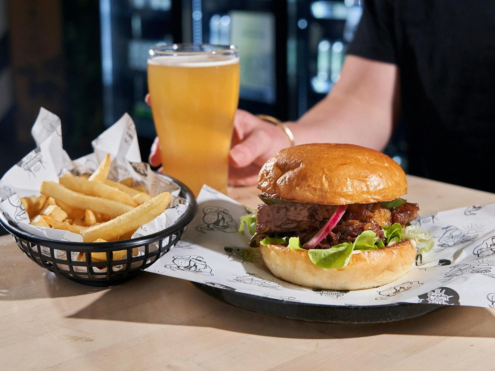 Enjoy a gourmet burger from our food truck