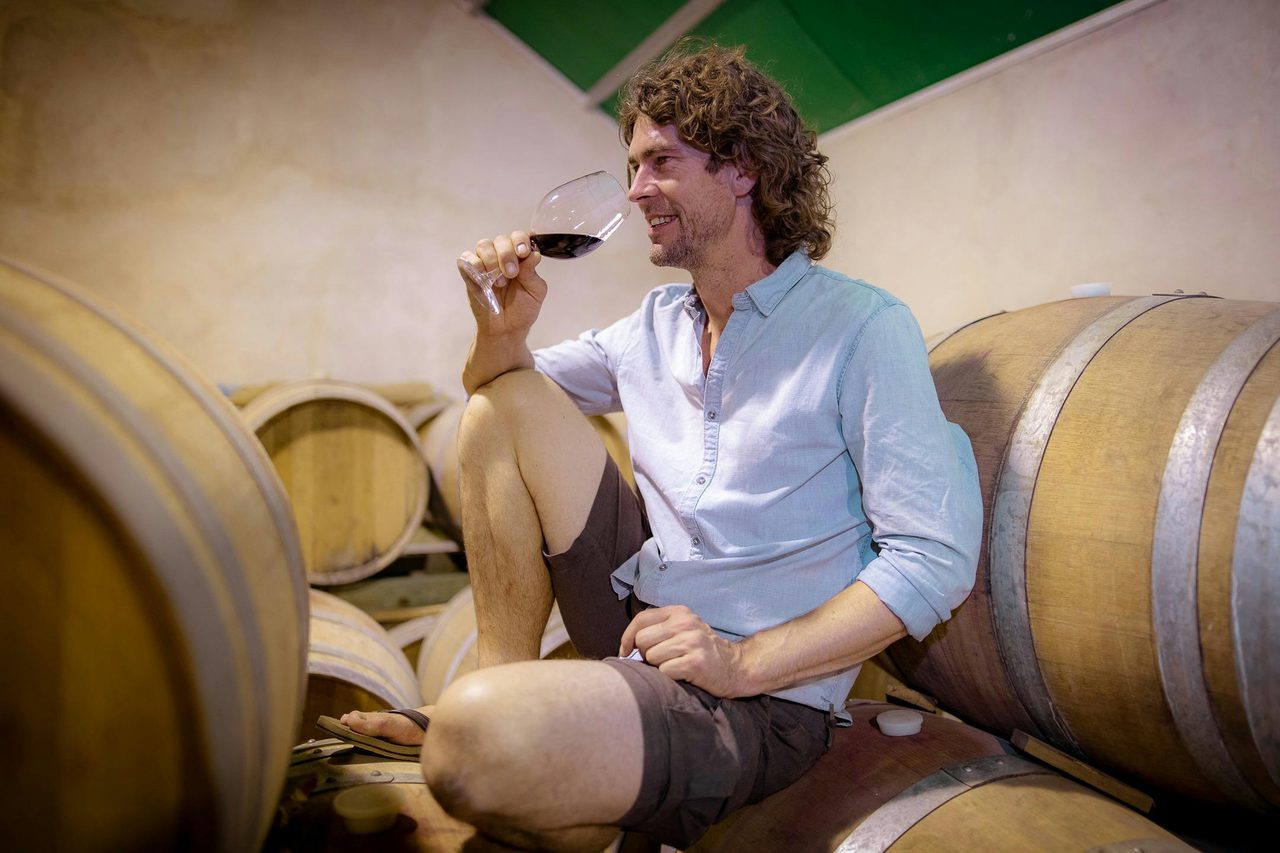 Liam relaxing on a barrel
