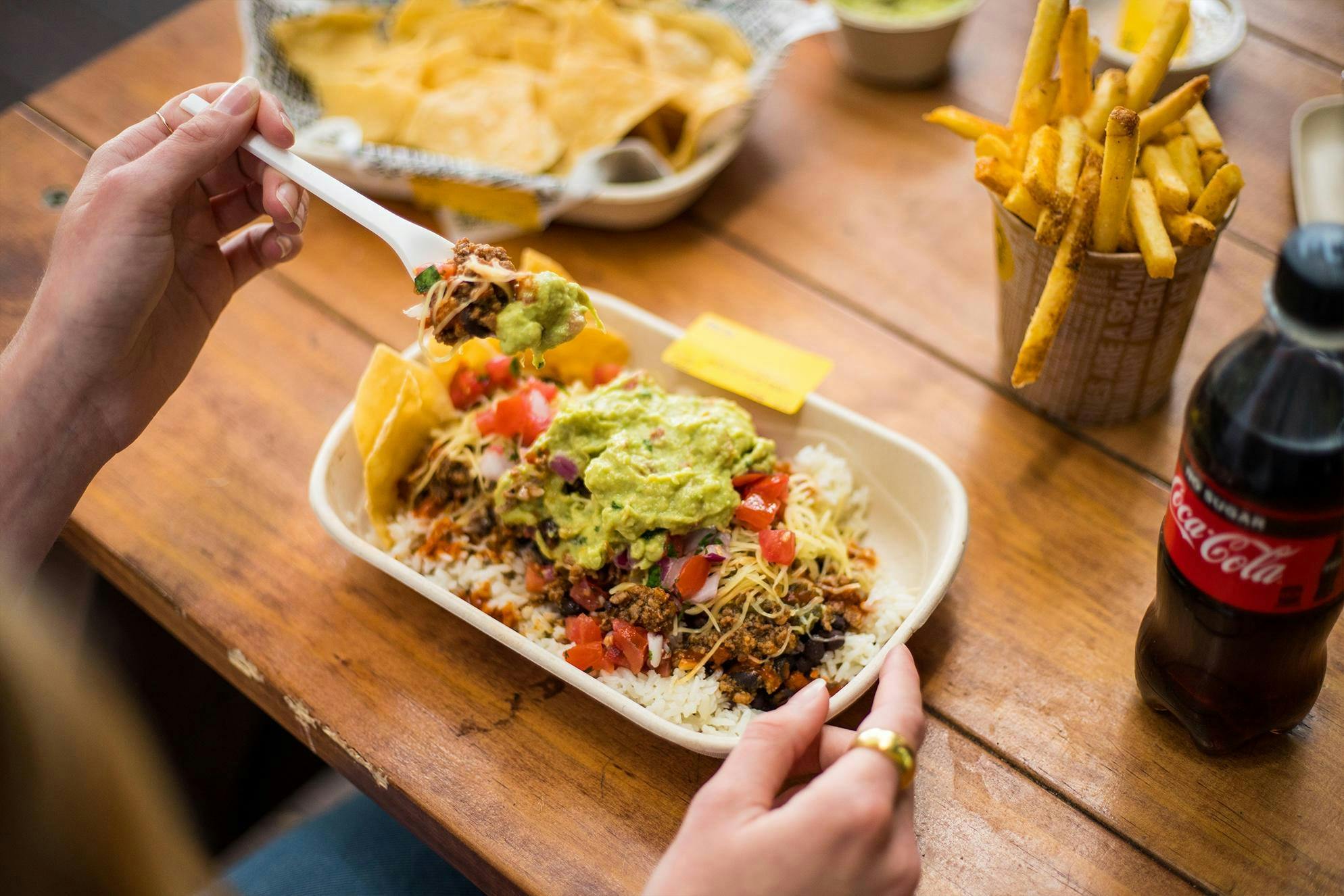Food offering at Guzman y Gomez