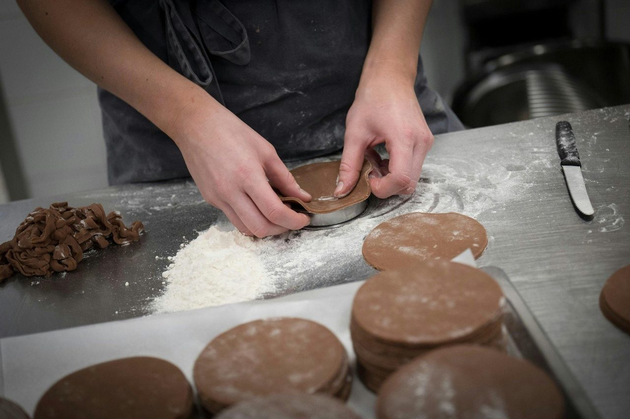 Inside the kitchen  at The Icky Sticky Patisserie