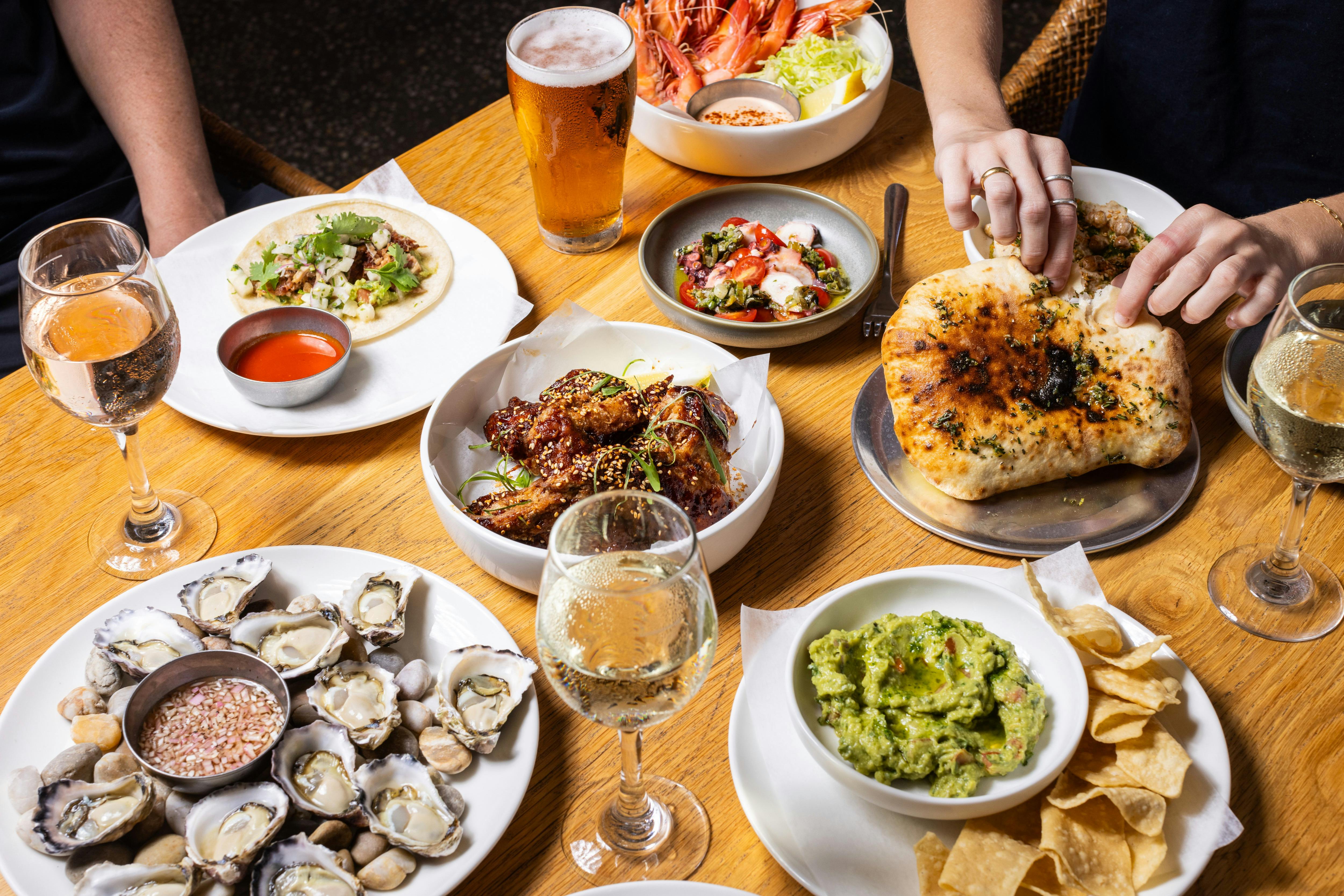Table of different dishes at Hotel Brunswick