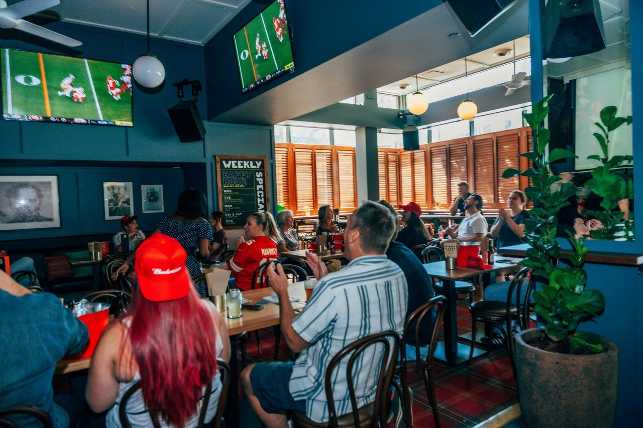 People watching sport on TV
