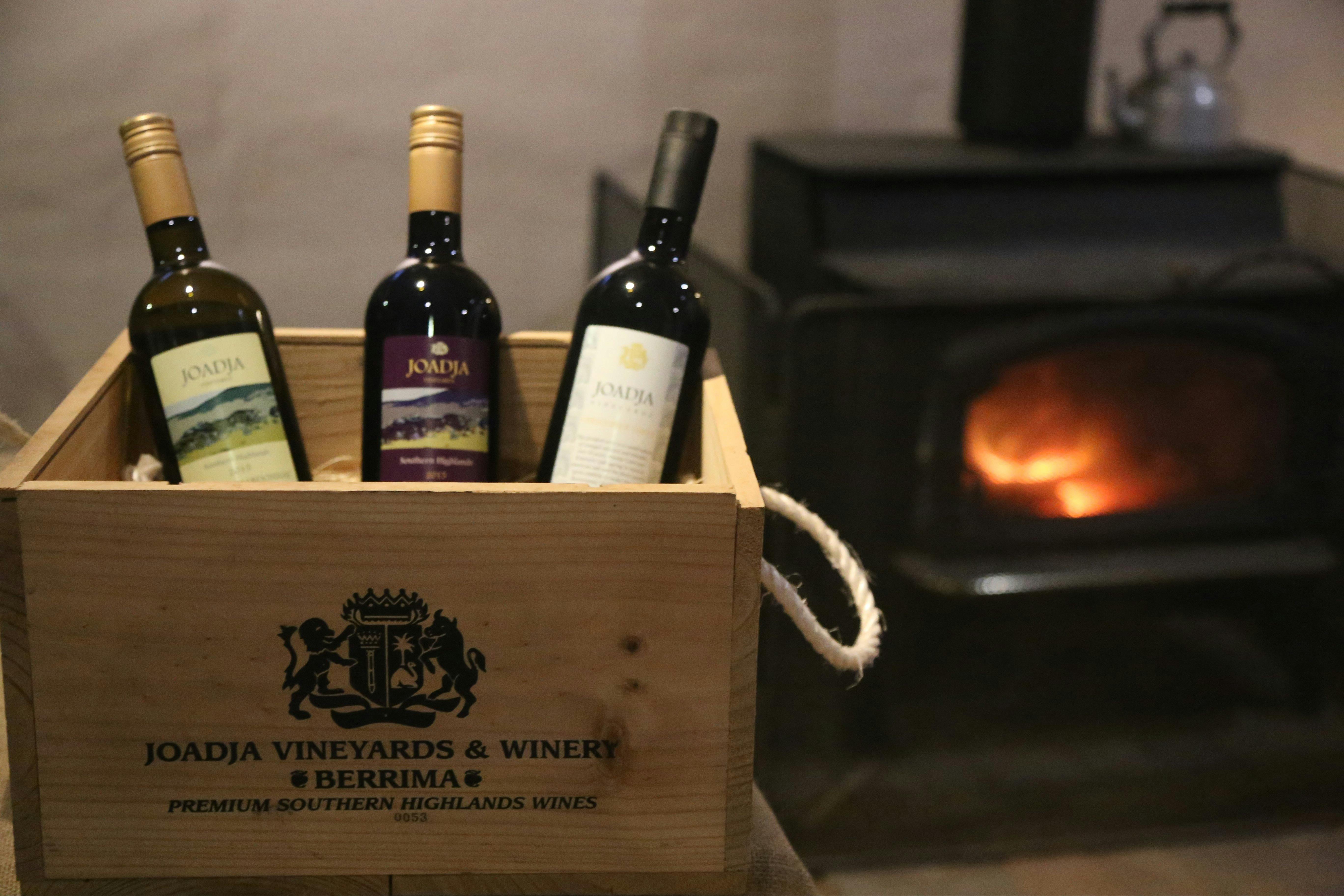 Enjoy a wine tasting as you sit by the fire