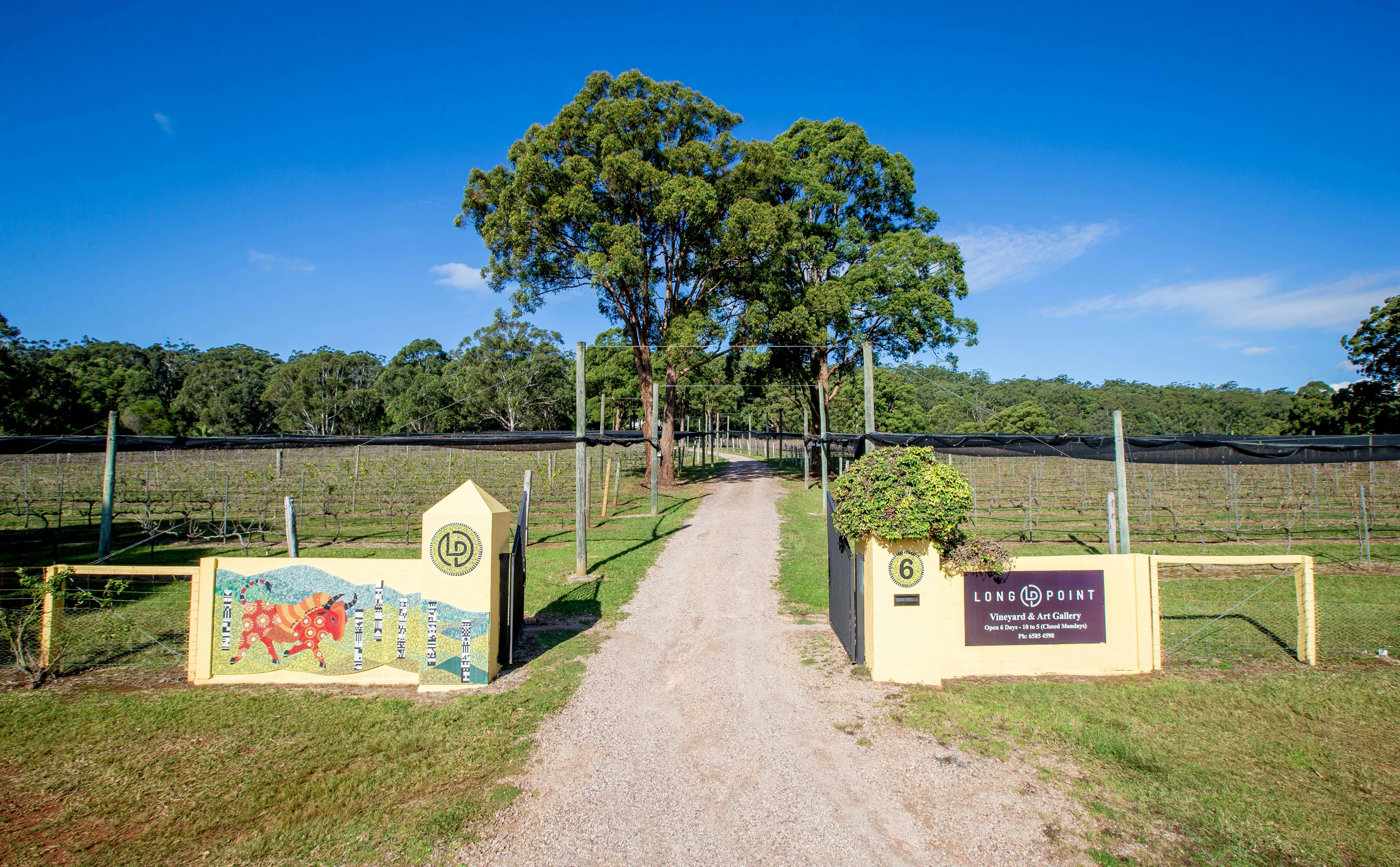 Spanish mosaic gateway at Long Point Vineyard