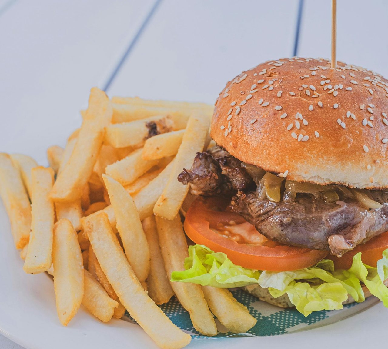 Burger and chips