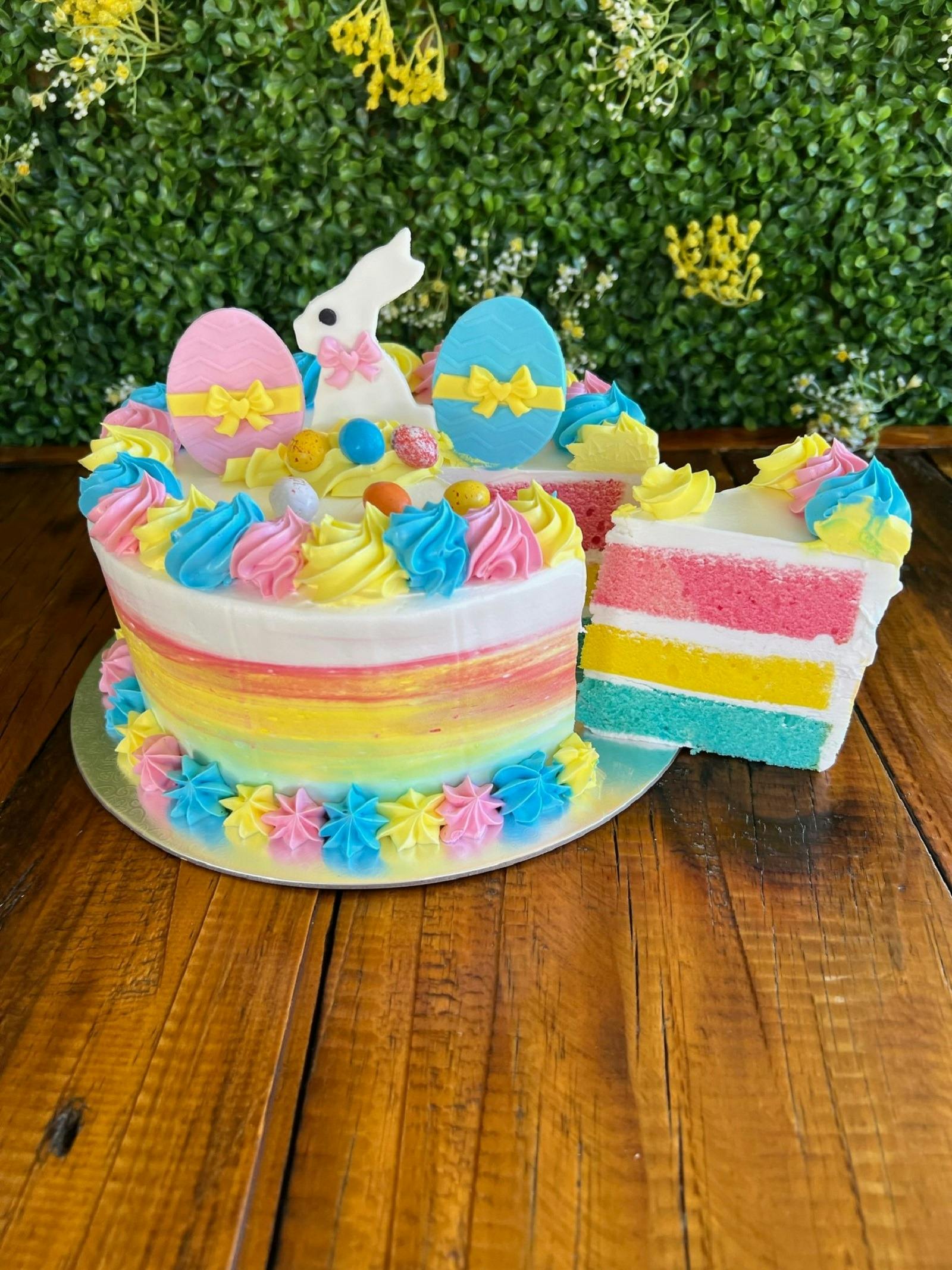 Easter cake pastel rainbow colours