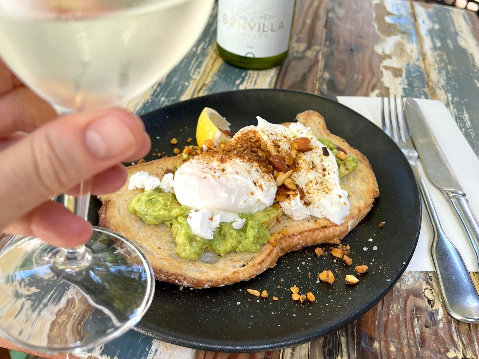 Smashed avo is great with wine