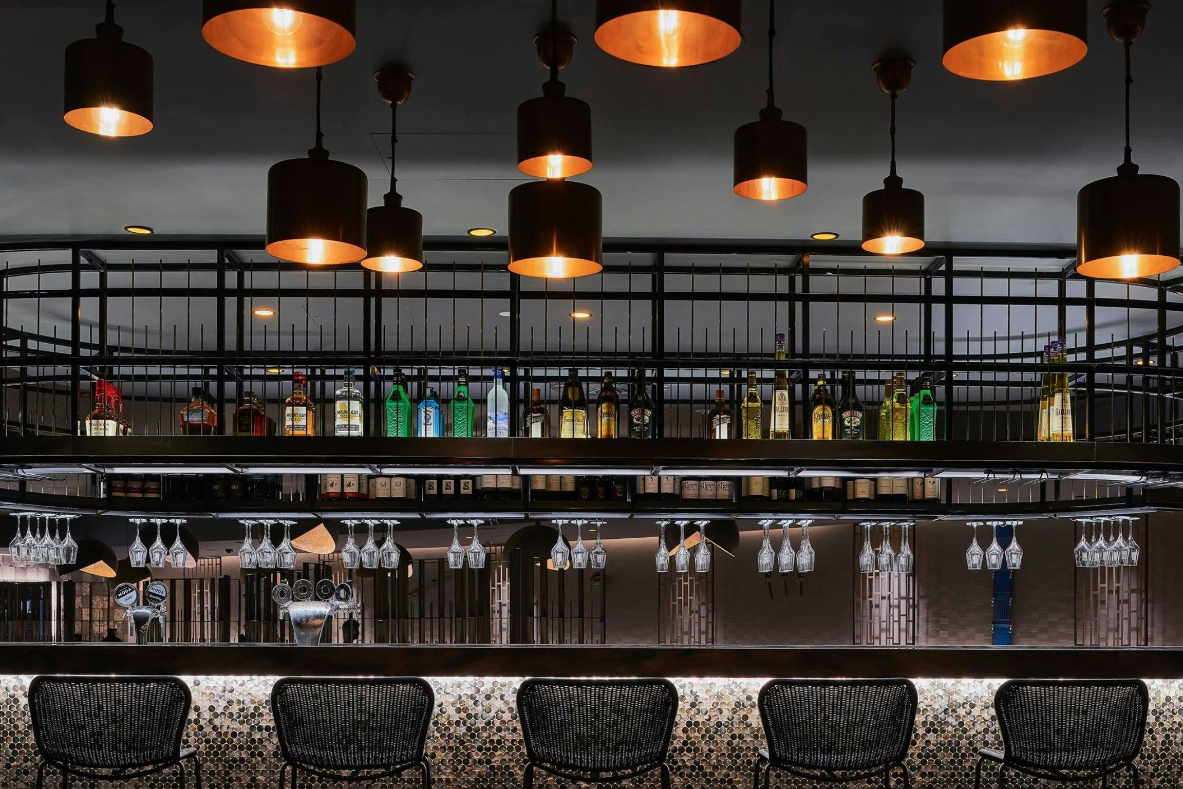 Bar set up with beautiful lighting