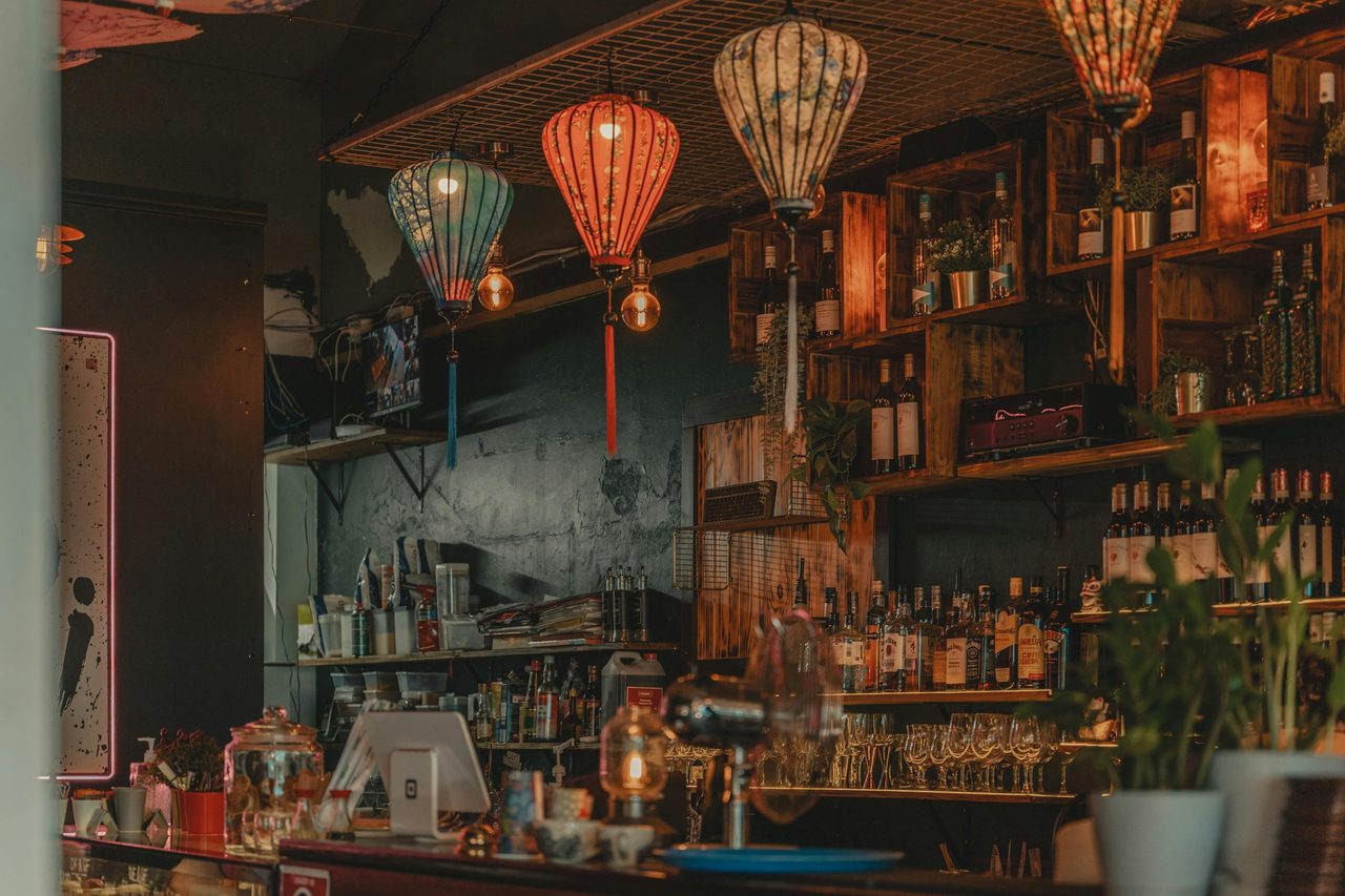 Beautiful bar by night