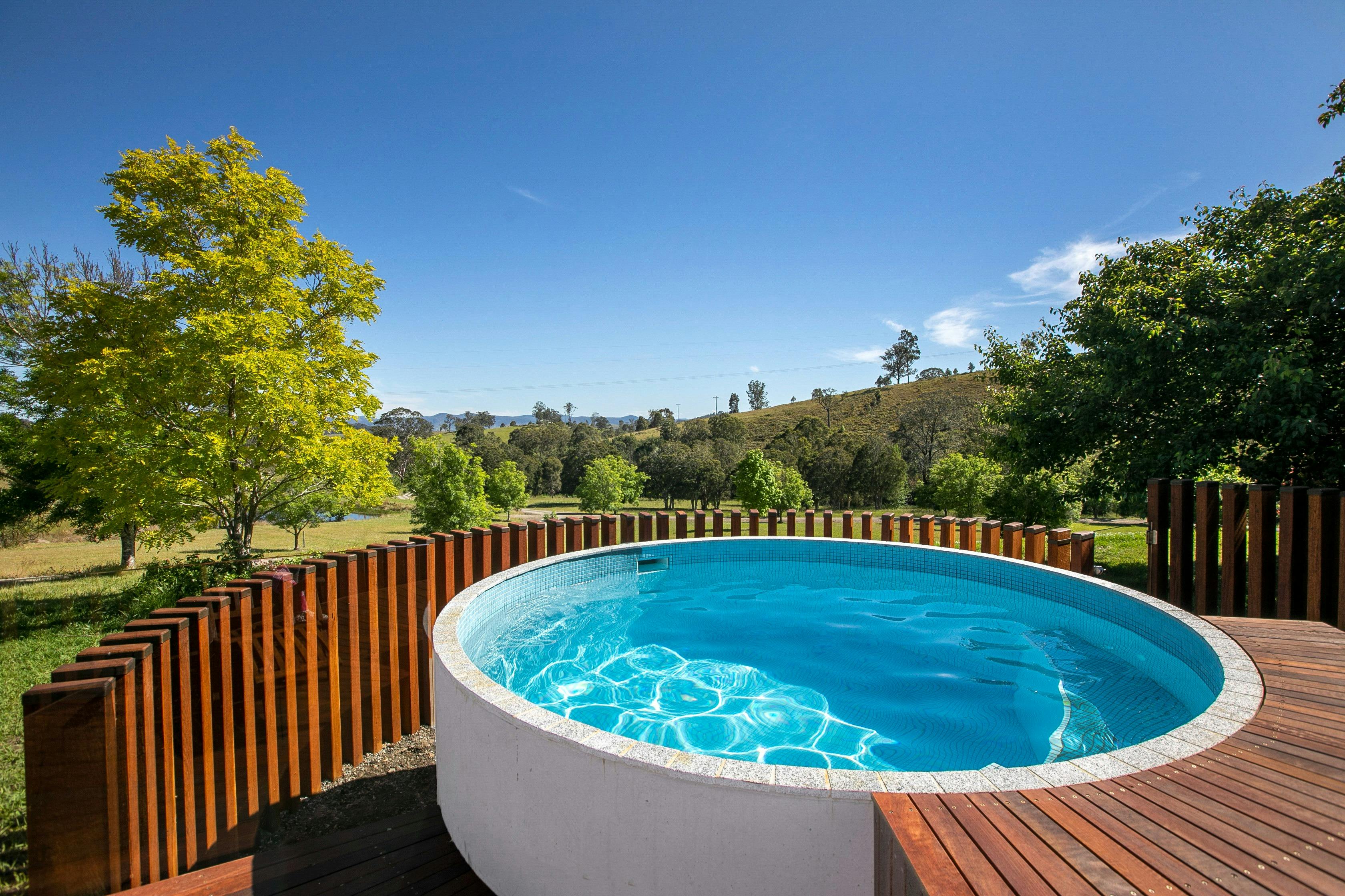 Our pool for use by cottage guests overlooks the vineyard