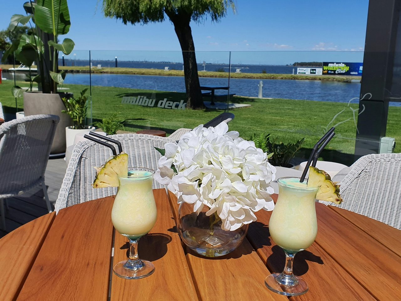 Enjoy cocktails on the Malibu Deck