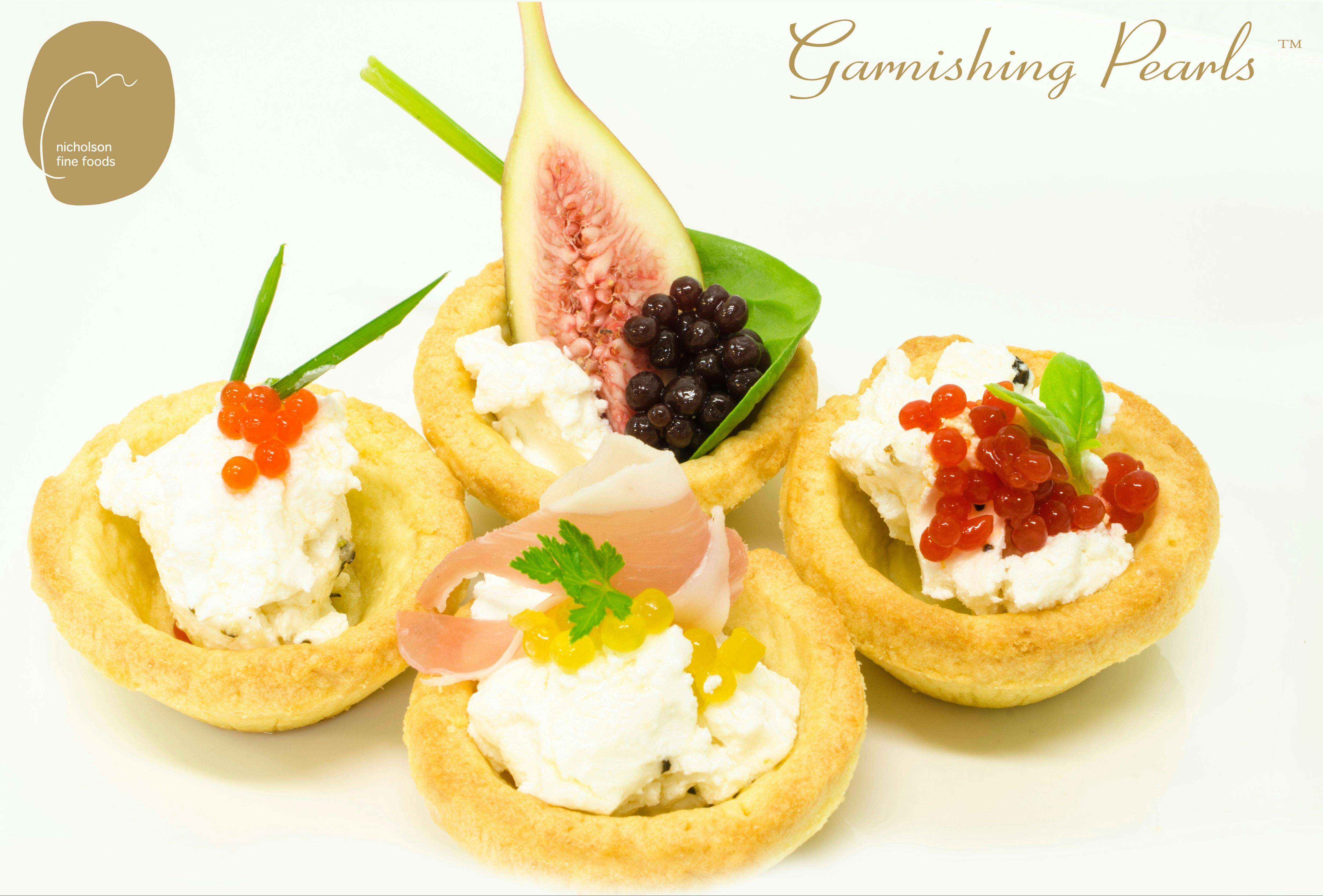 Goat cheese tarts with Garnishing Pearls