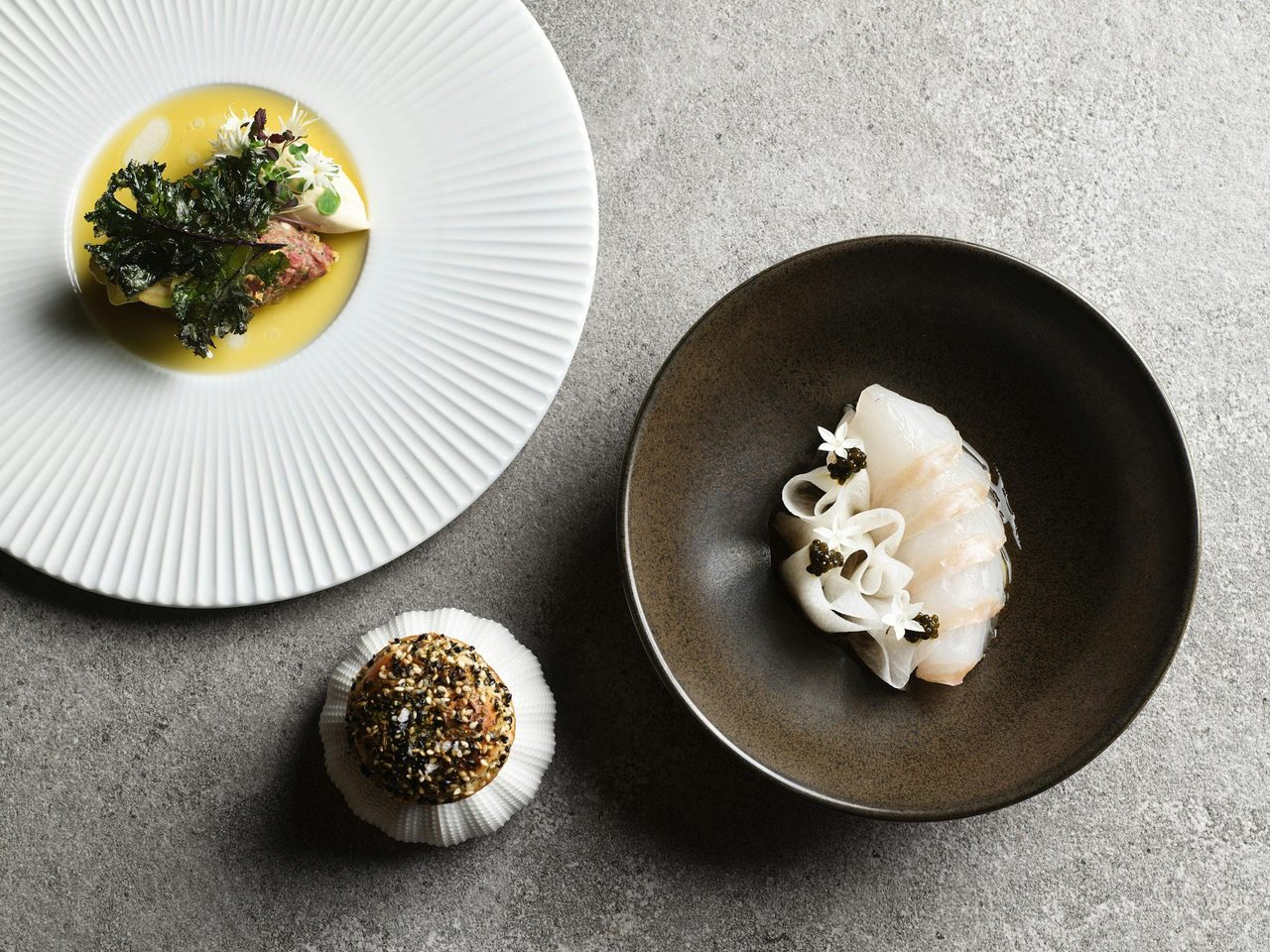 Japanese-French fusion dishes from Oborozuki's menu.