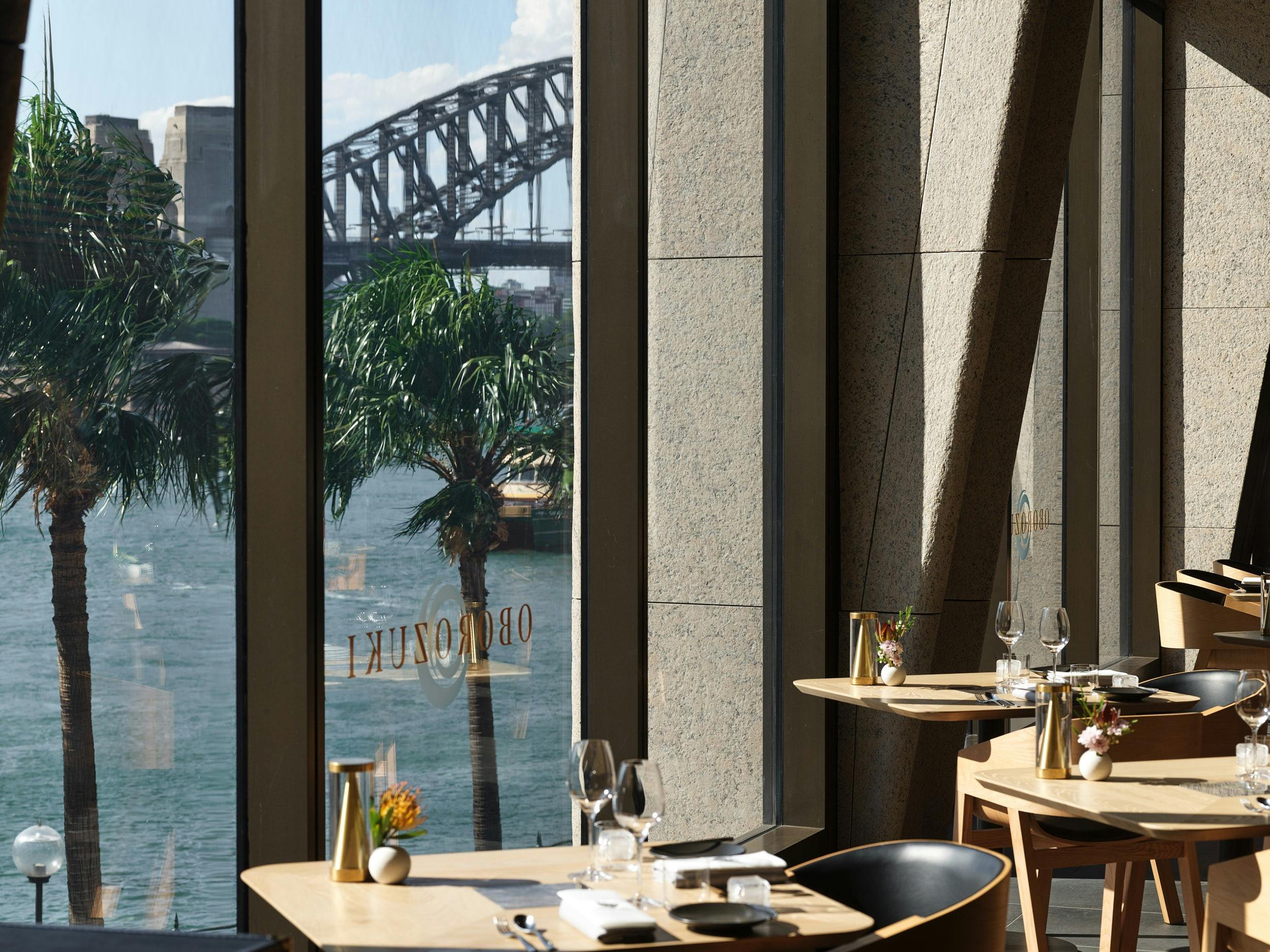 Oborozuki Main dining room overlooking Sydney Harbour.