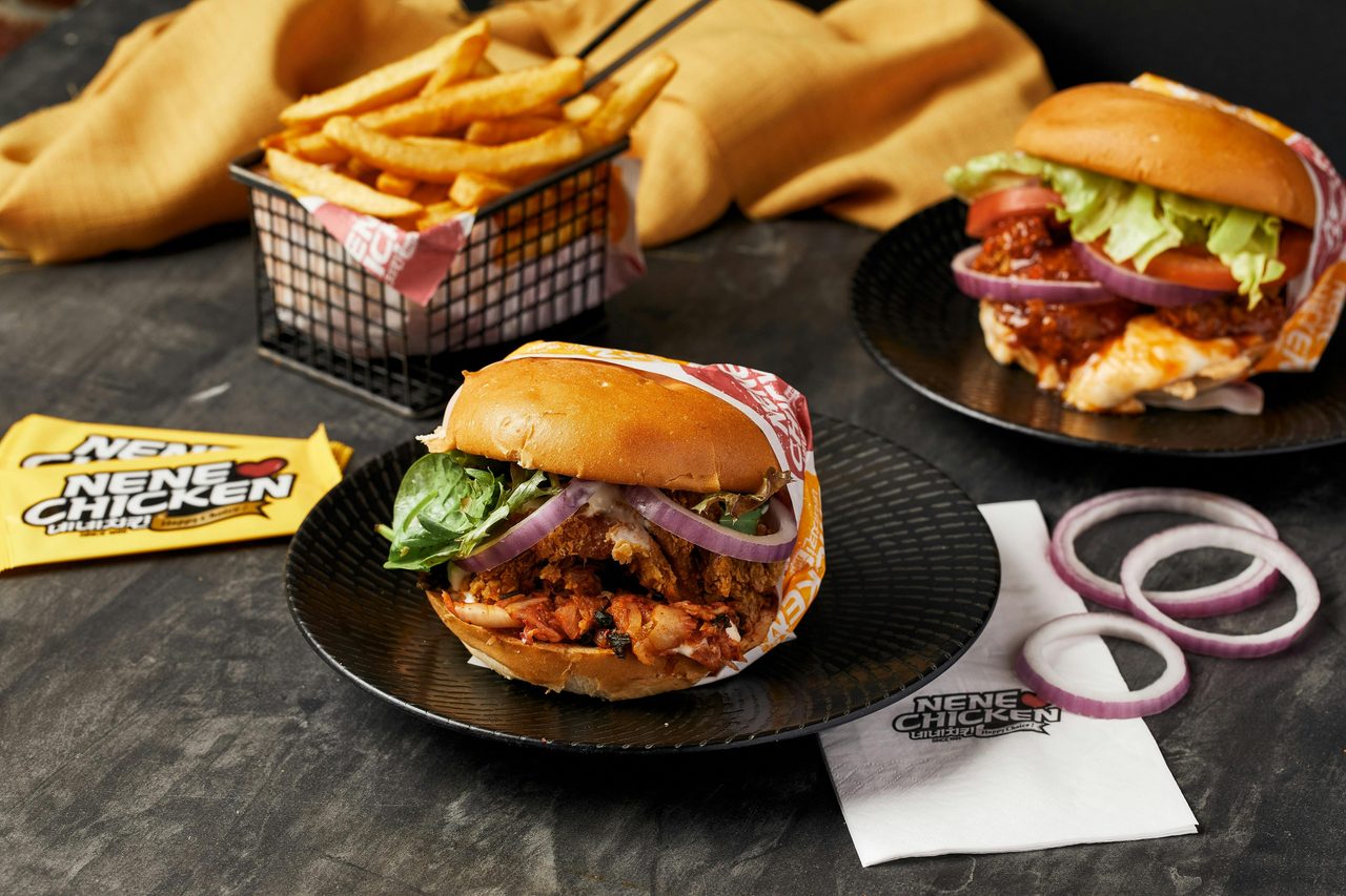 NeNe Chicken Kimchi Chicken Burger and original burger