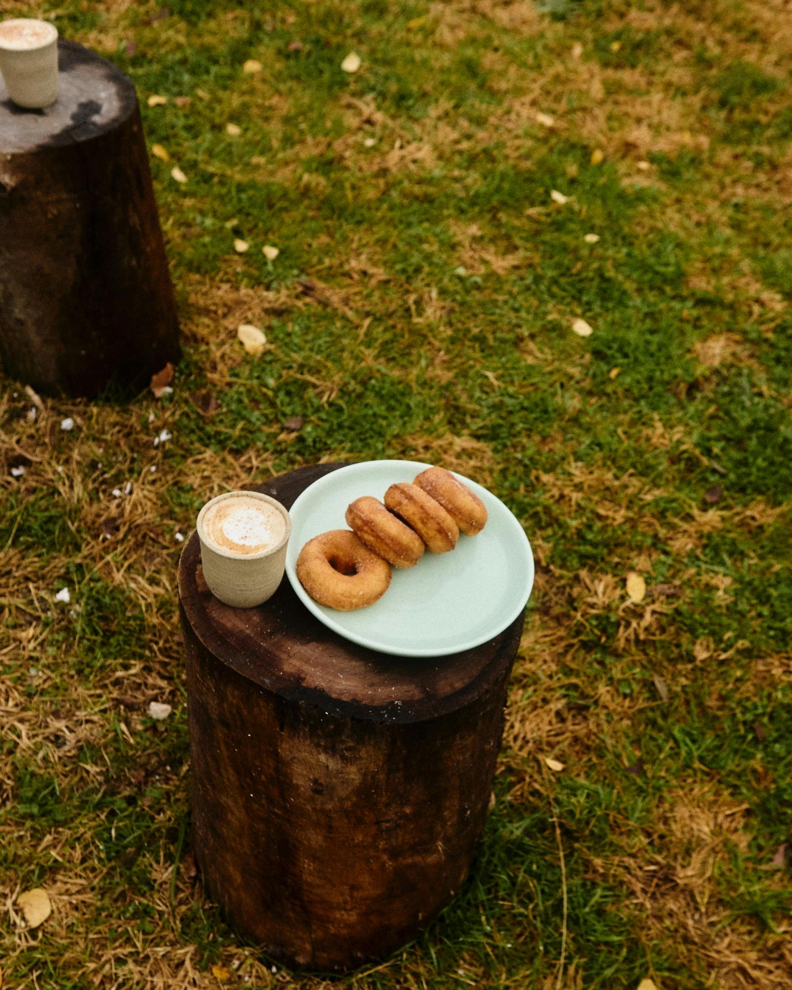 HOT DOUGHNUTS AND COFFEE