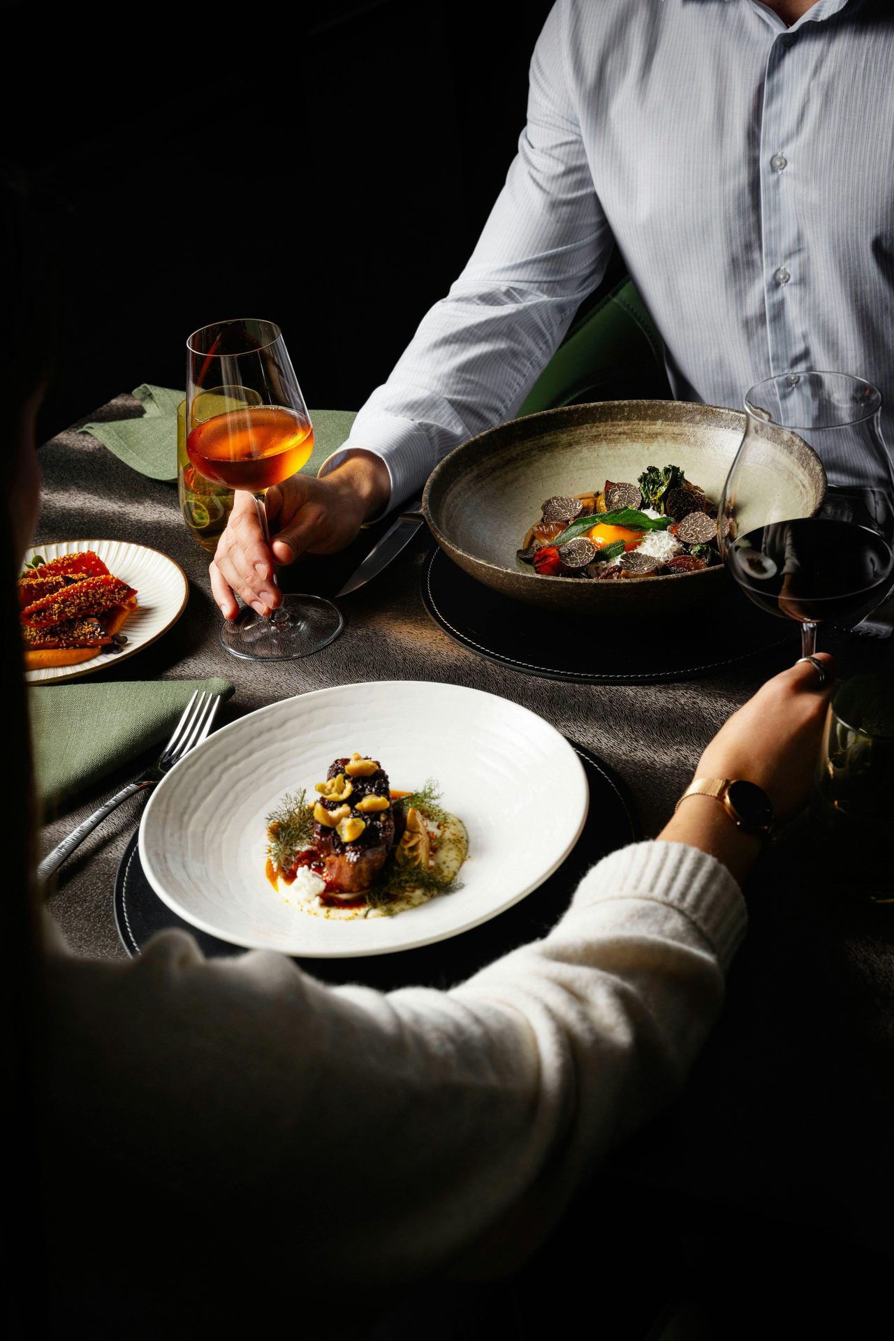Dinner at O Bar and Dining with Margra Lamb Shoulder and Braised Mushroom and Truffle Risotto
