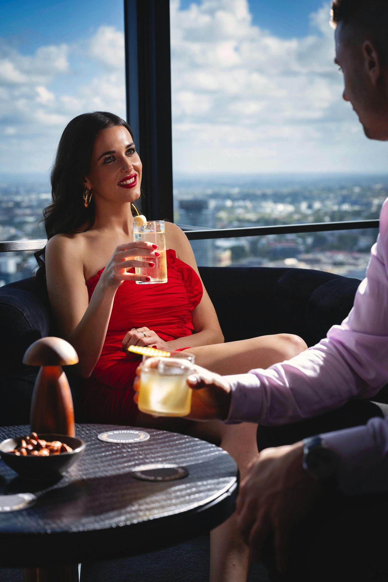 O Bar and Dining Lounge Bar with a couple enjoying seasonal cocktails