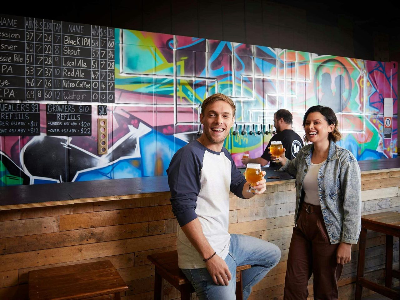 Couple at Bar mural on wall
