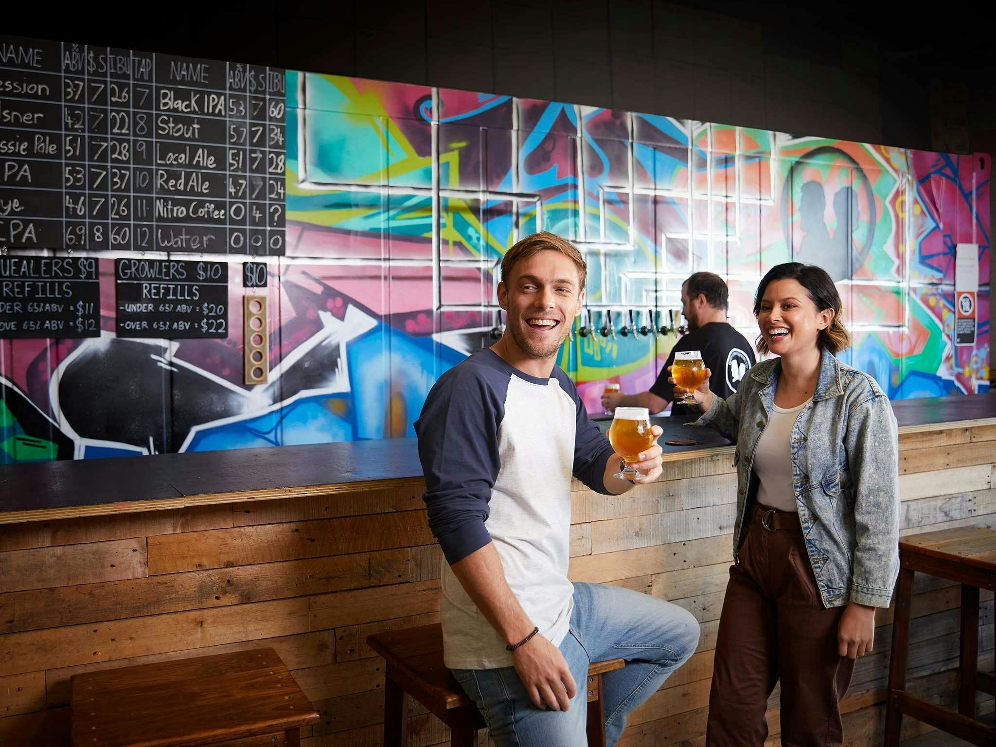 Couple at Bar mural on wall