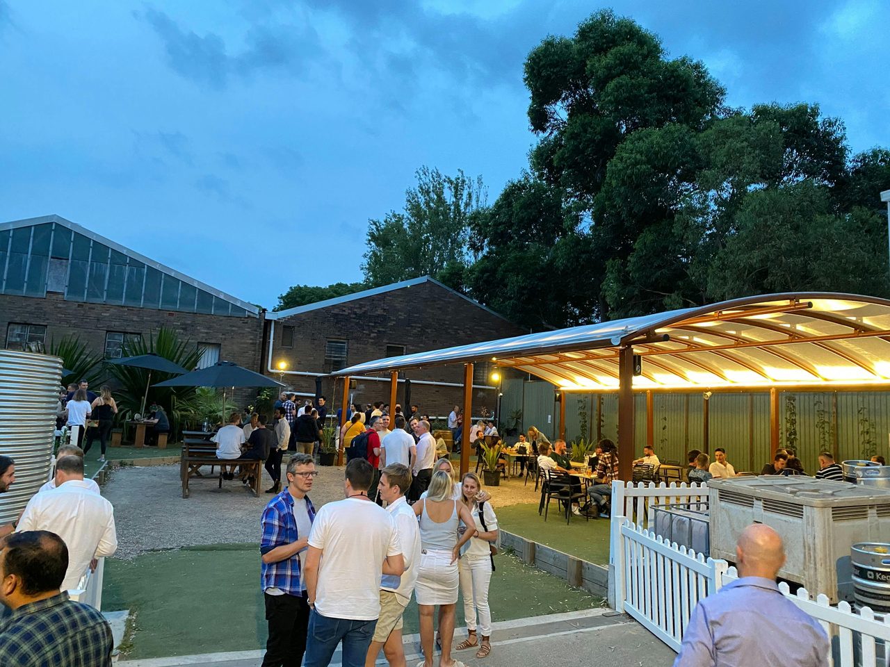 Our beer garden at dusk